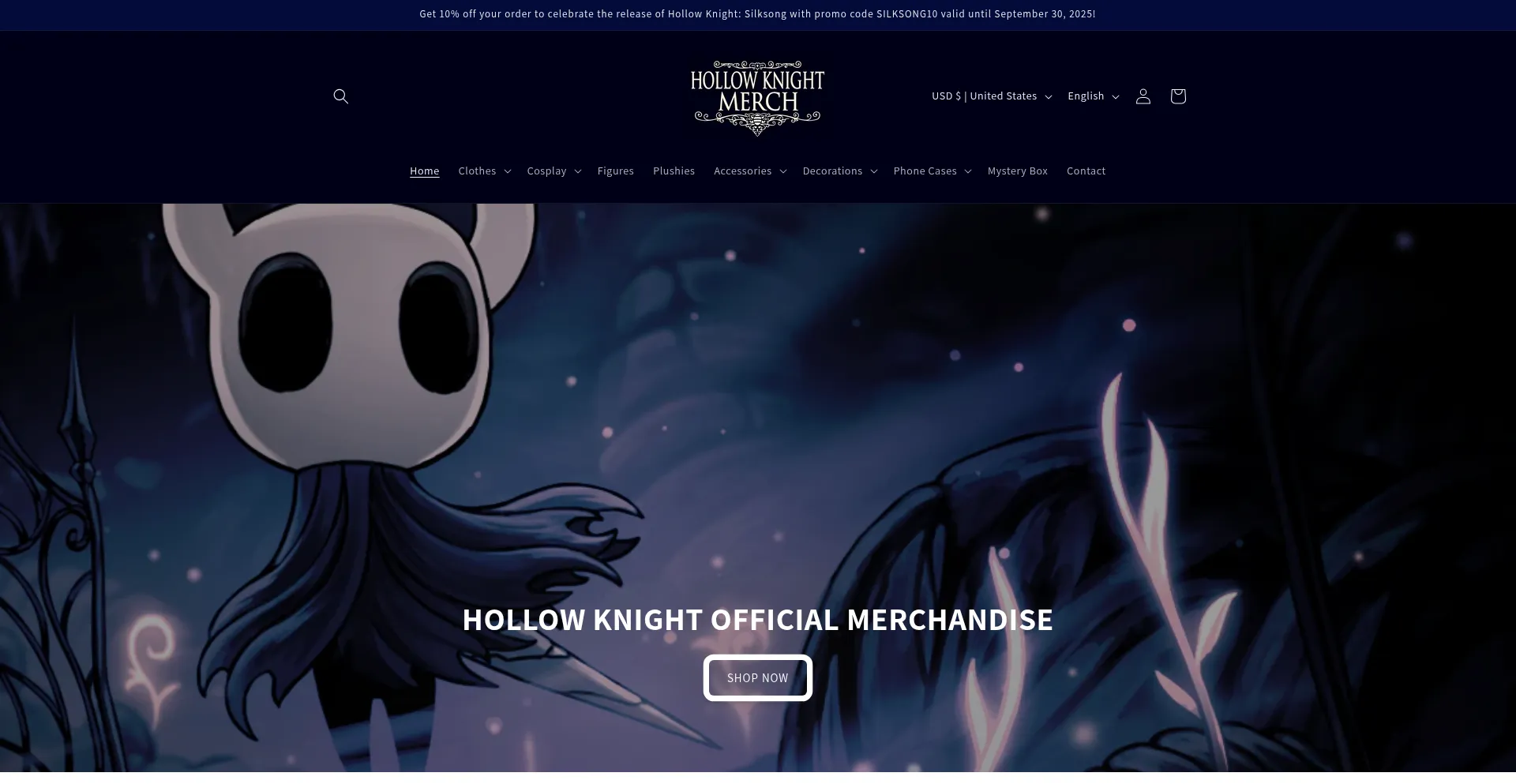 Hollowknight-merch.com Screenshot
