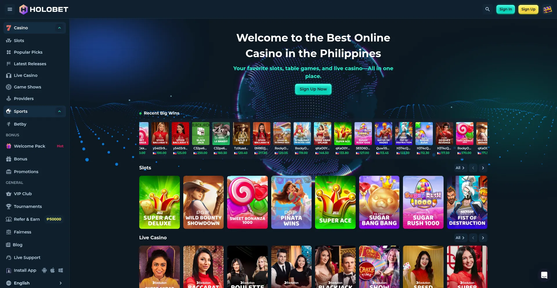 Website screenshot of Holobetph.com