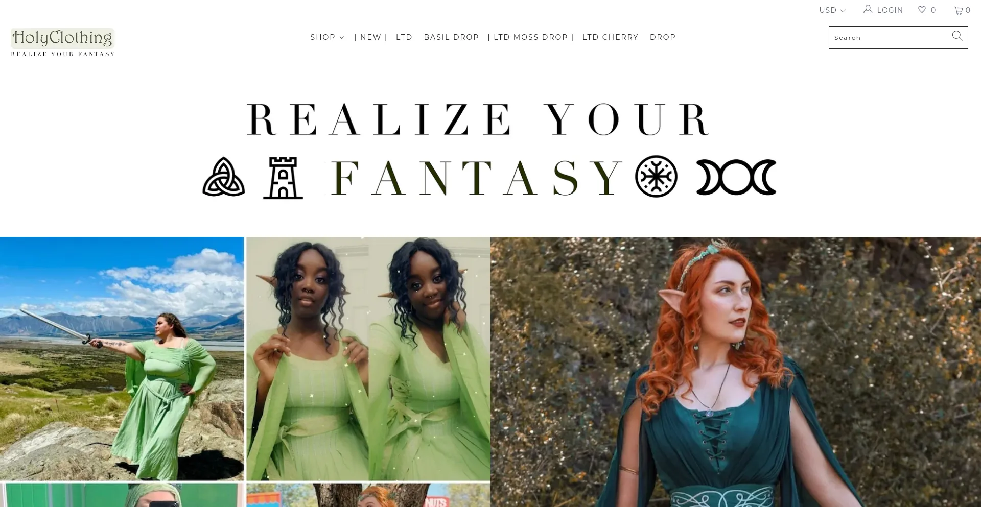 Website screenshot of Holyclothing.com