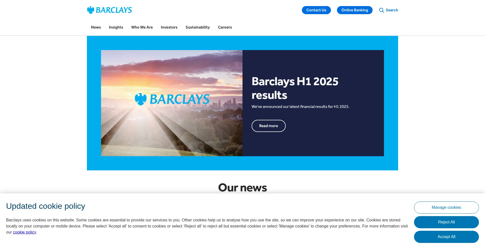 Website screenshot of Home.barclays