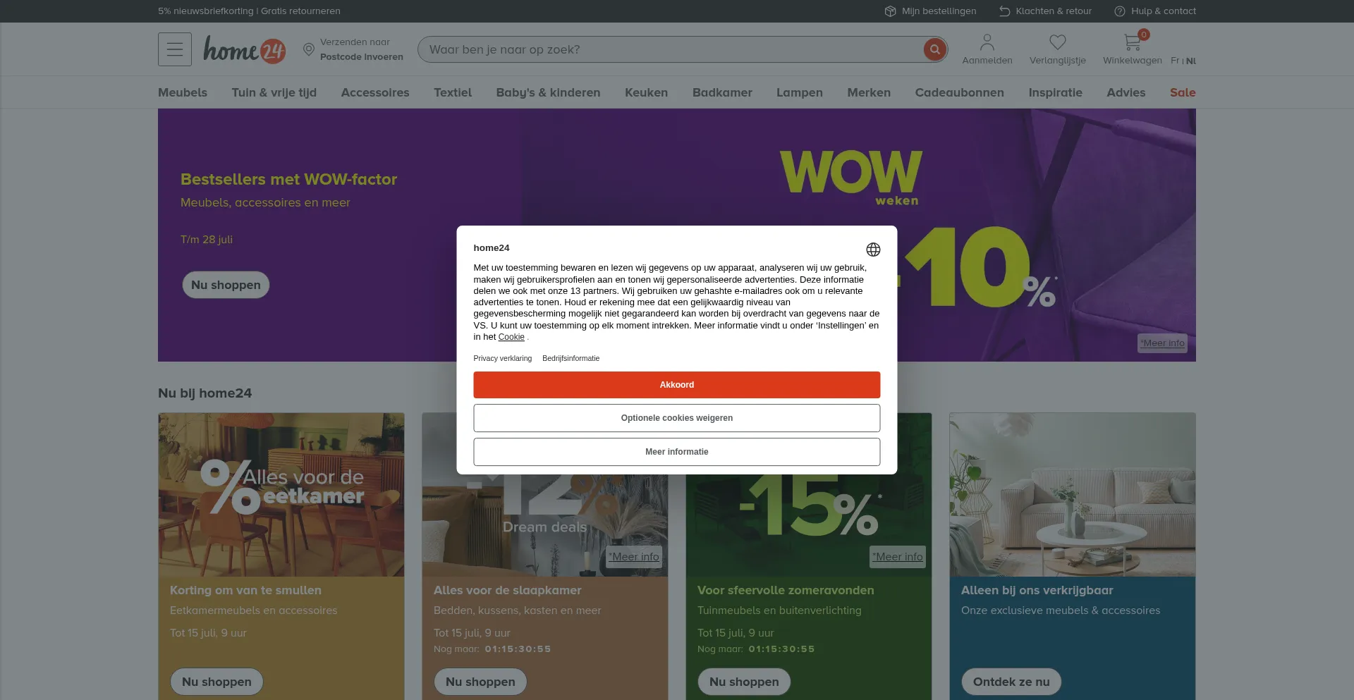 Website screenshot of Home24.be