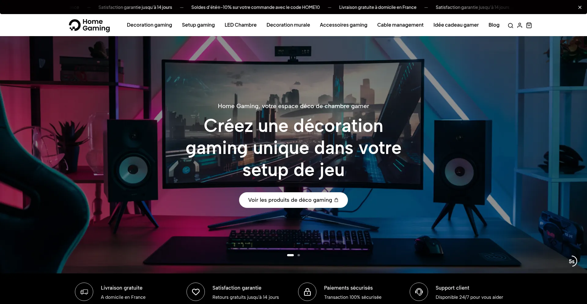 Website screenshot of Home-gaming.com