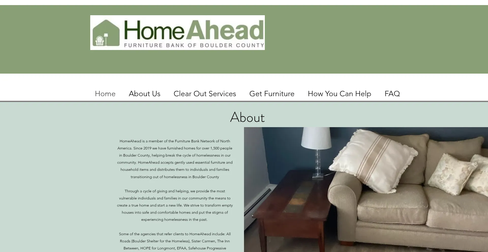 Website screenshot of Homeahead.org