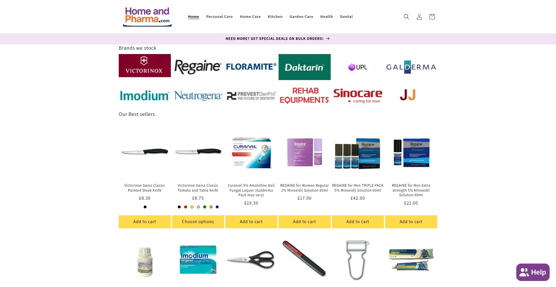 Website screenshot of Homeandpharma.com