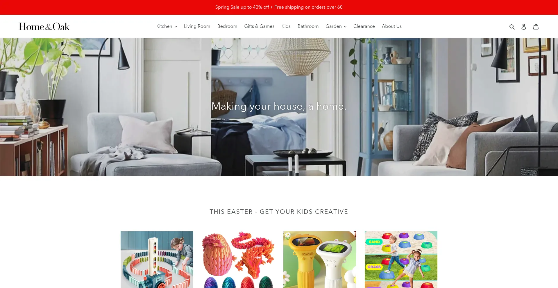 Website screenshot of Homeanoak.com