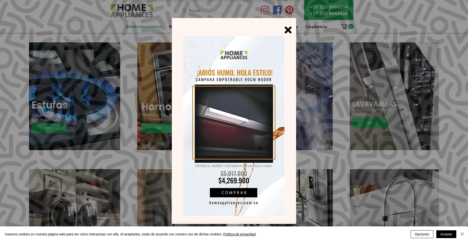 Website screenshot of Homeappliances.com.co