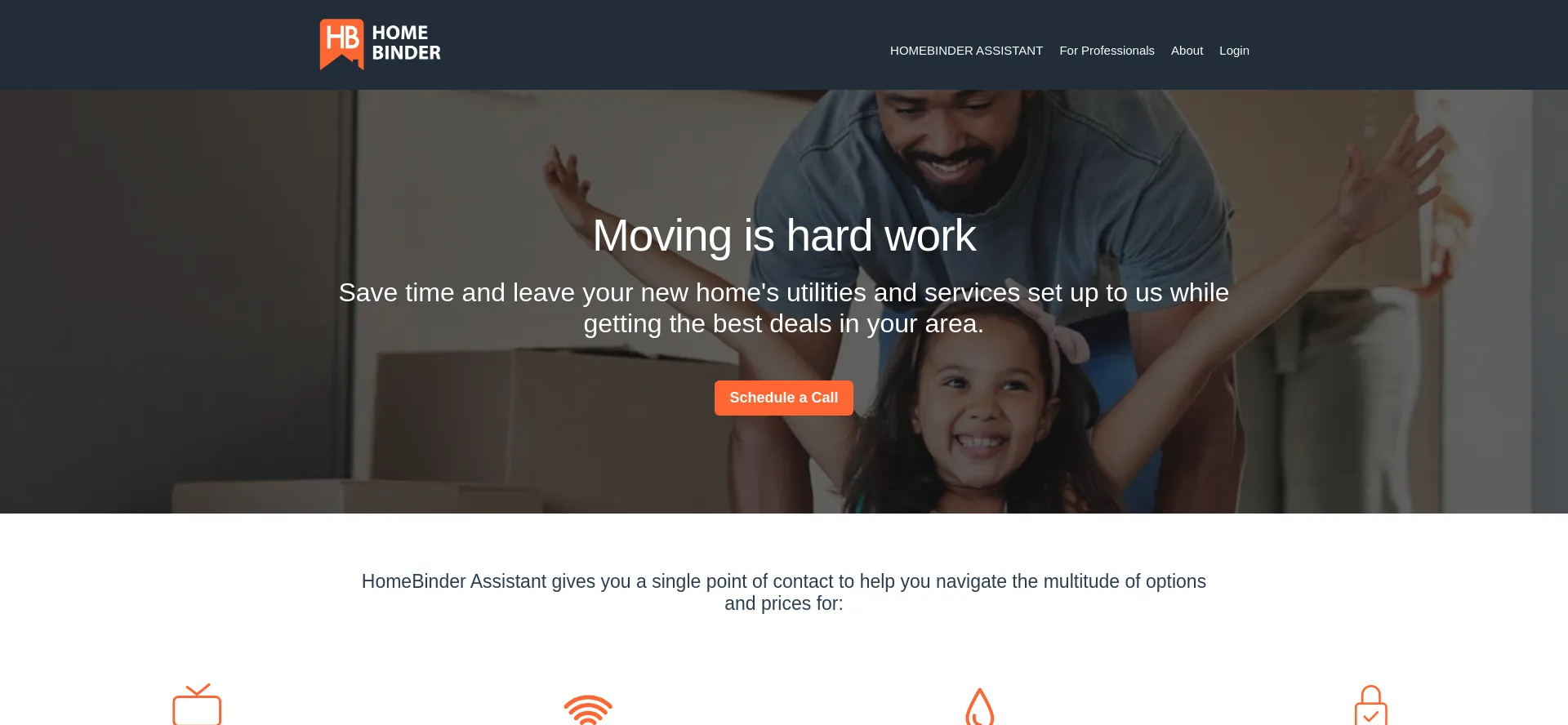 Website screenshot of Homebinder.com
