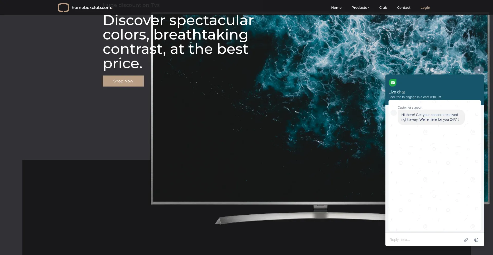 Website screenshot of Homeboxclub.com