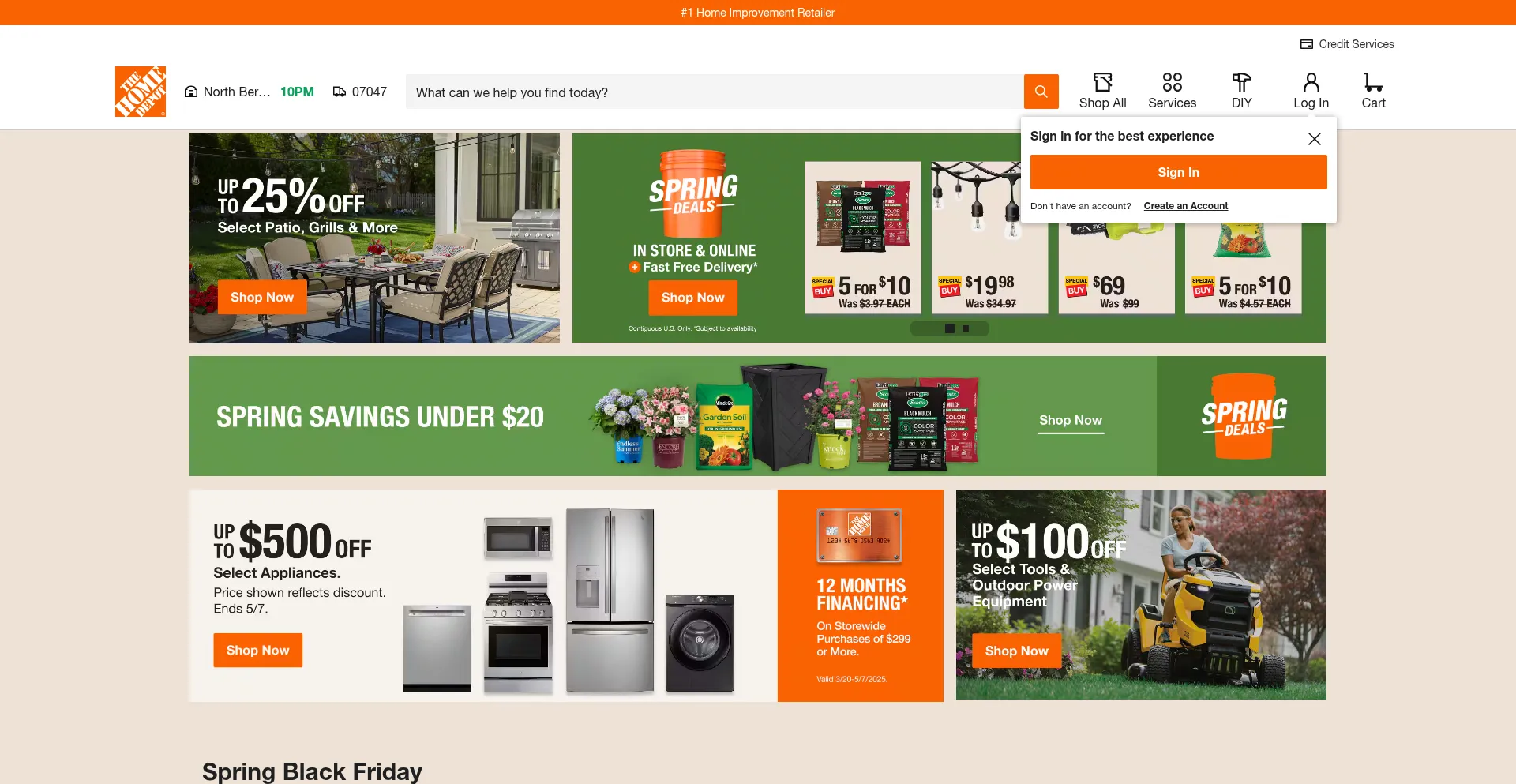 Website screenshot of Homedepot.com