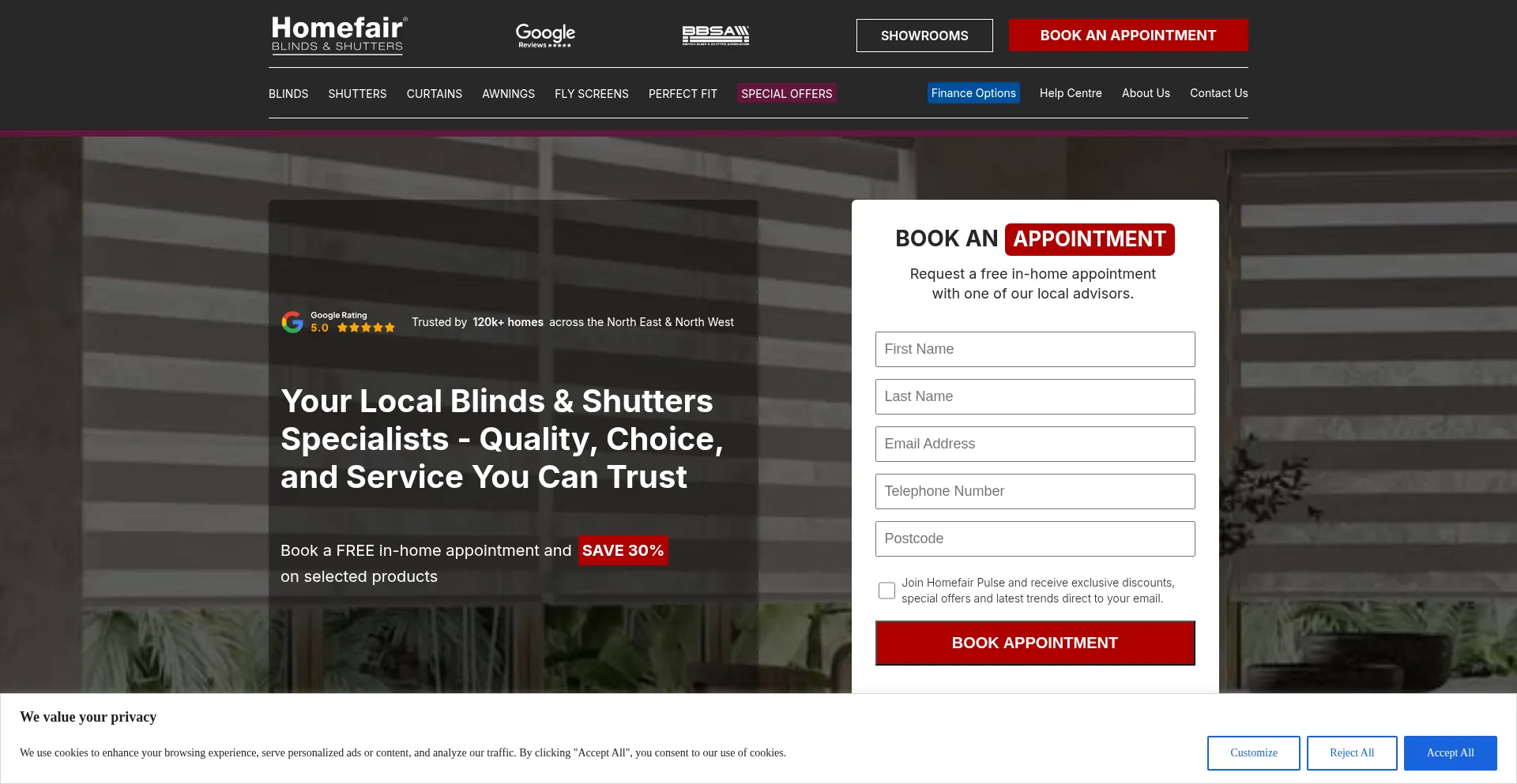 Homefairblinds.com Screenshot