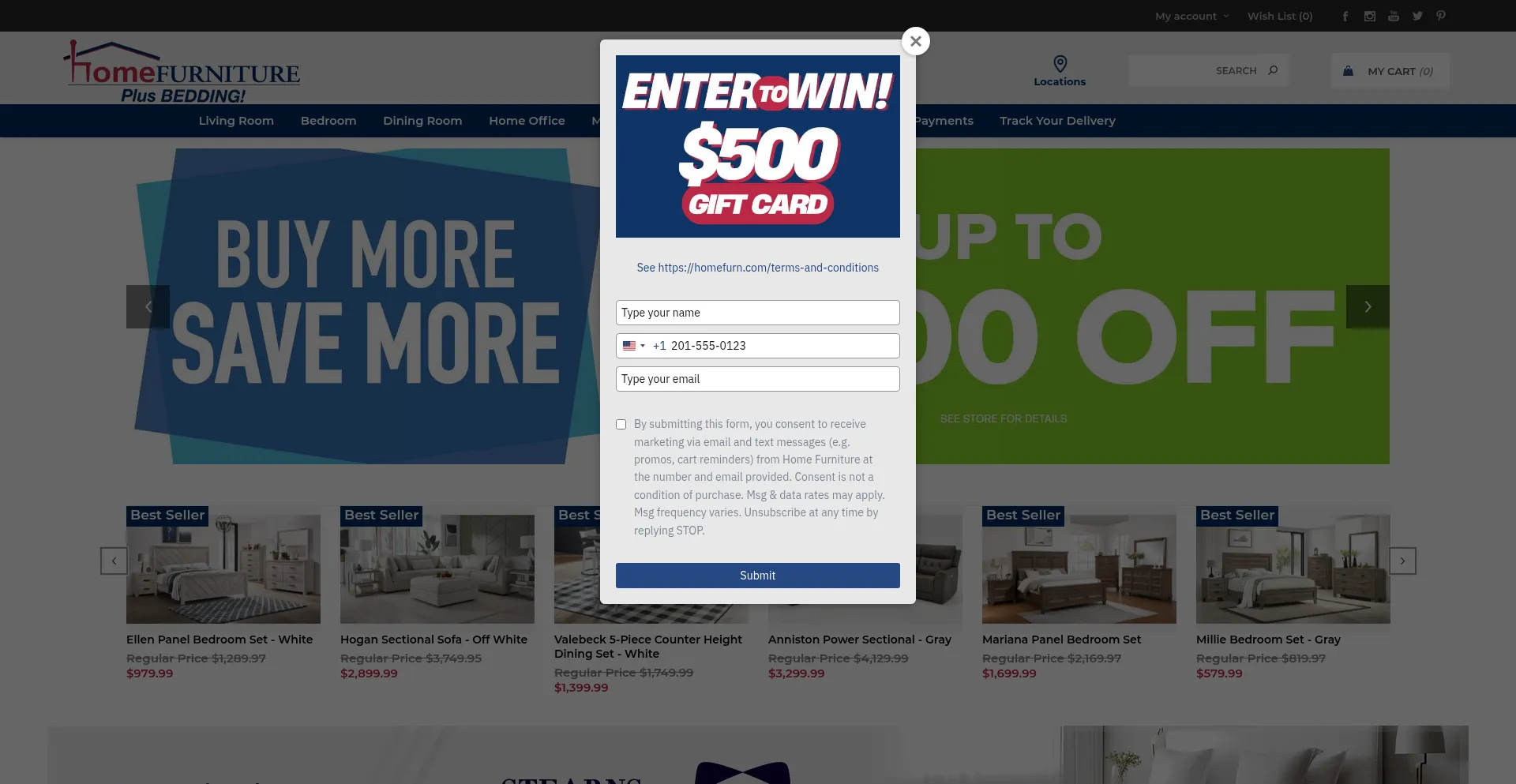 Website screenshot of Homefurn.com