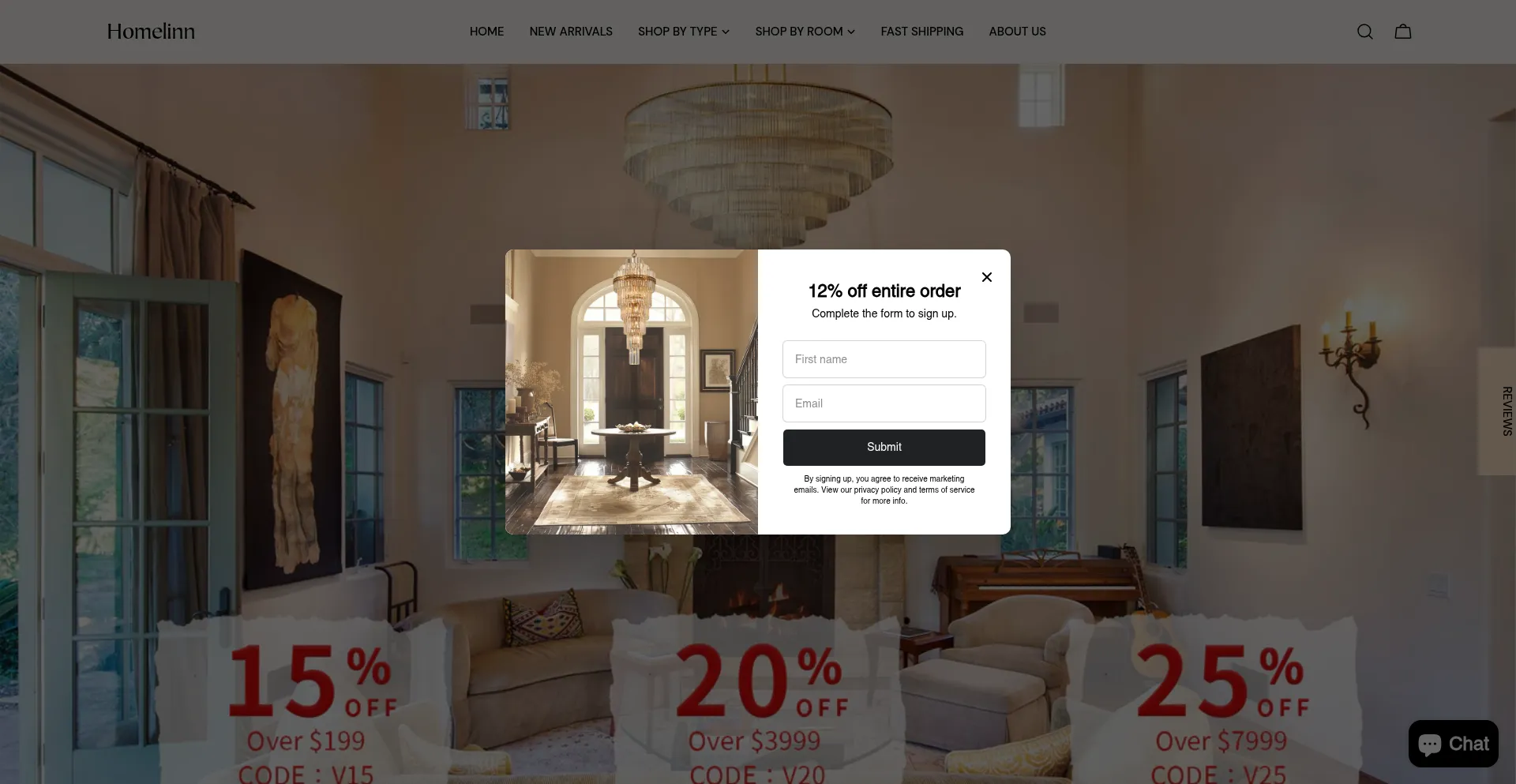 Website screenshot of Homelinn.com