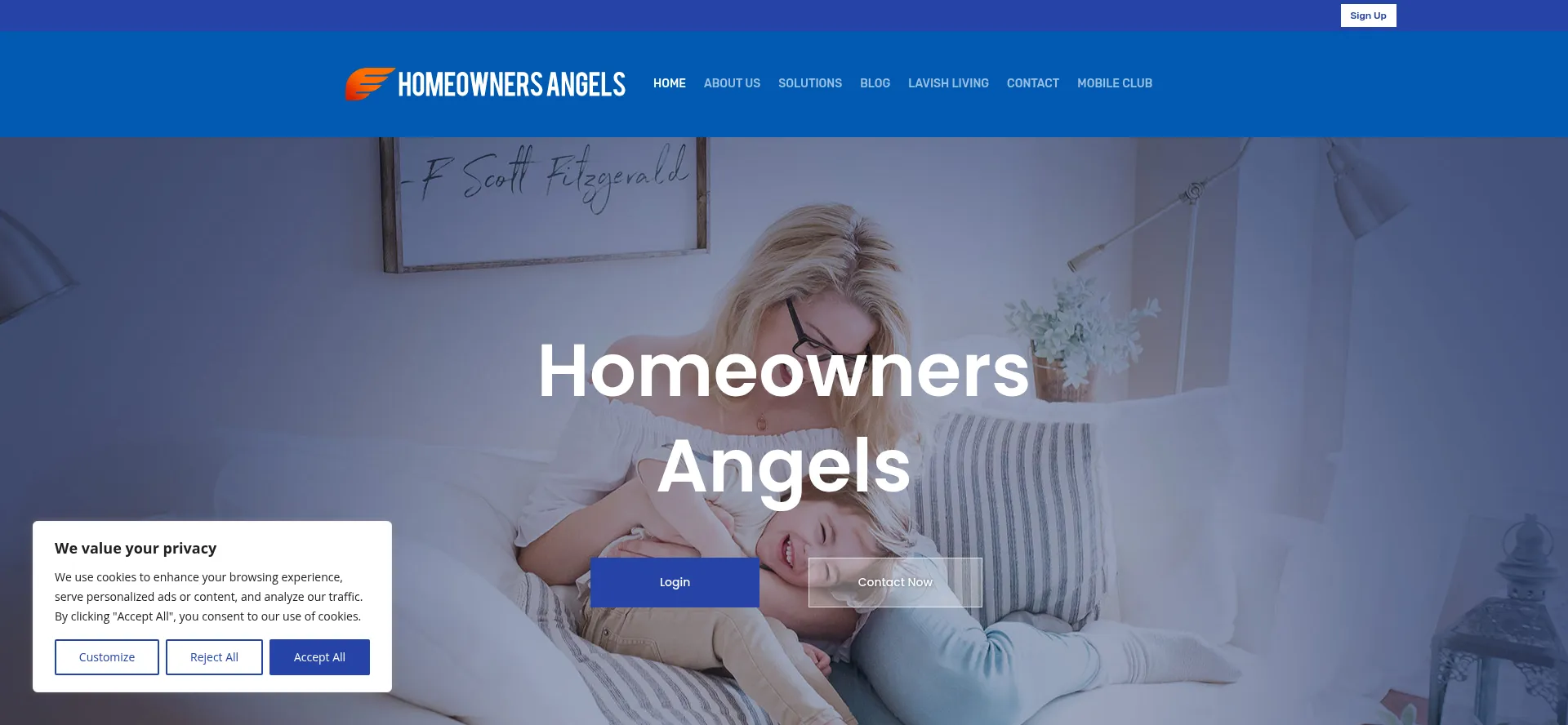 Website screenshot of Homeownersangels.com