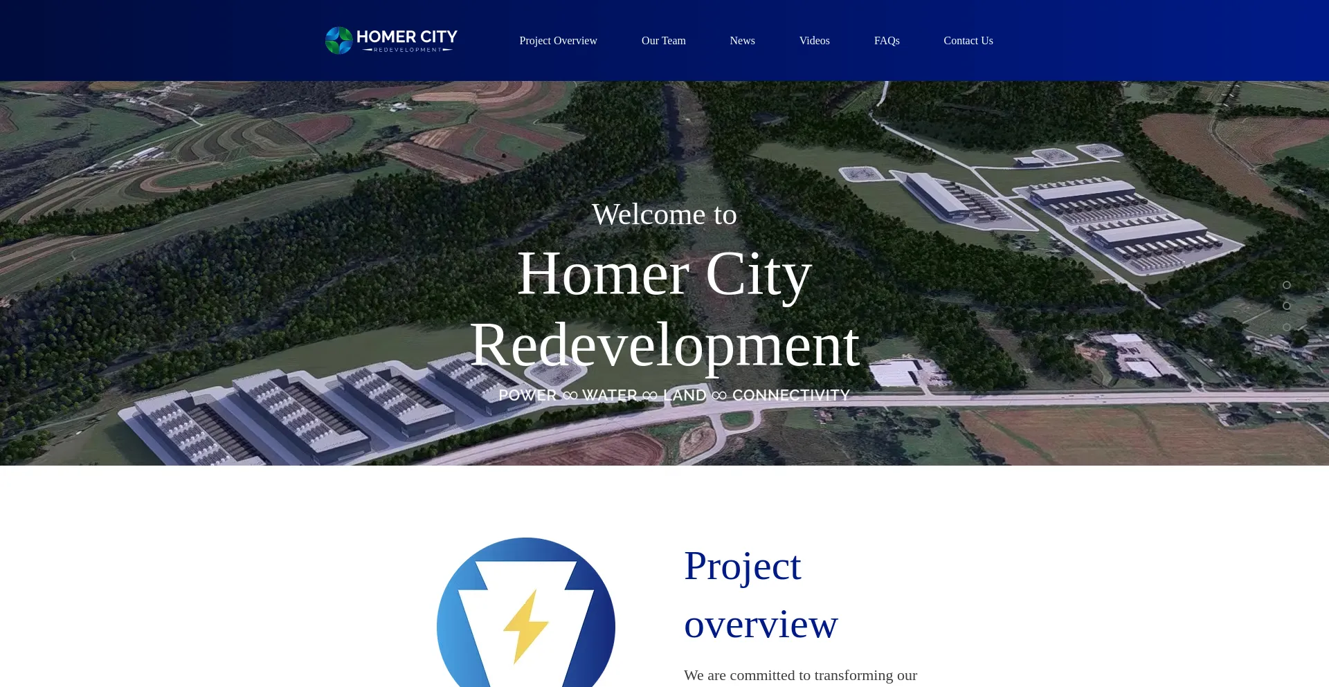 Website screenshot of Homercityredevelopment.com