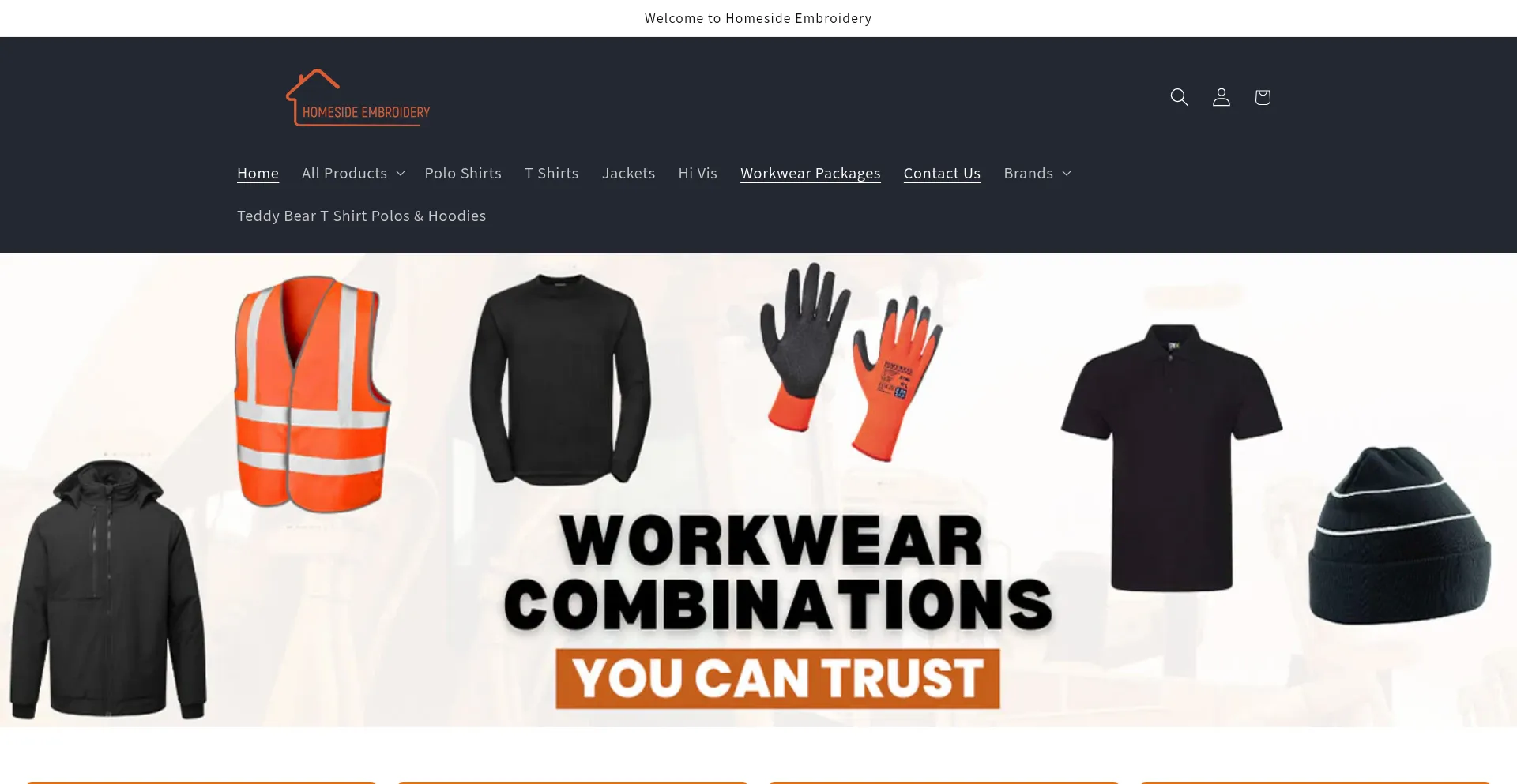 Website screenshot of Homeside-embroidery.co.uk