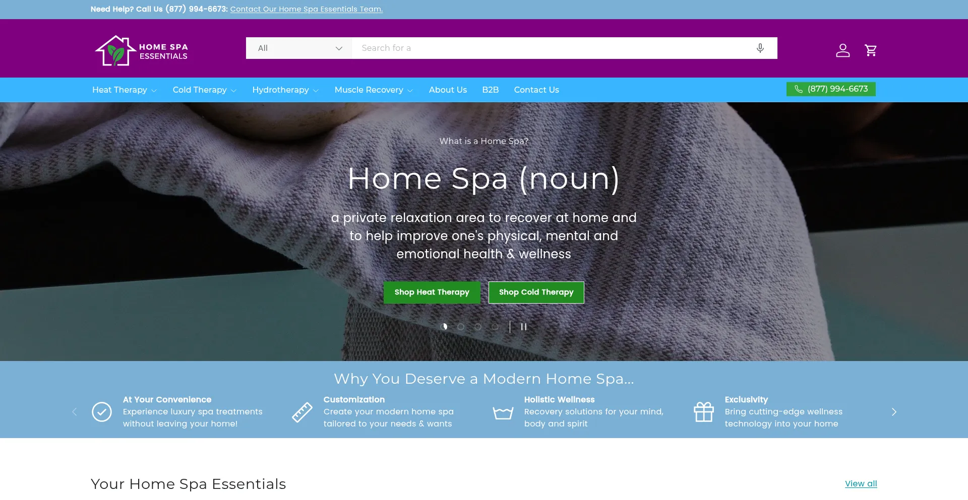 Website screenshot of Homespaessentials.com
