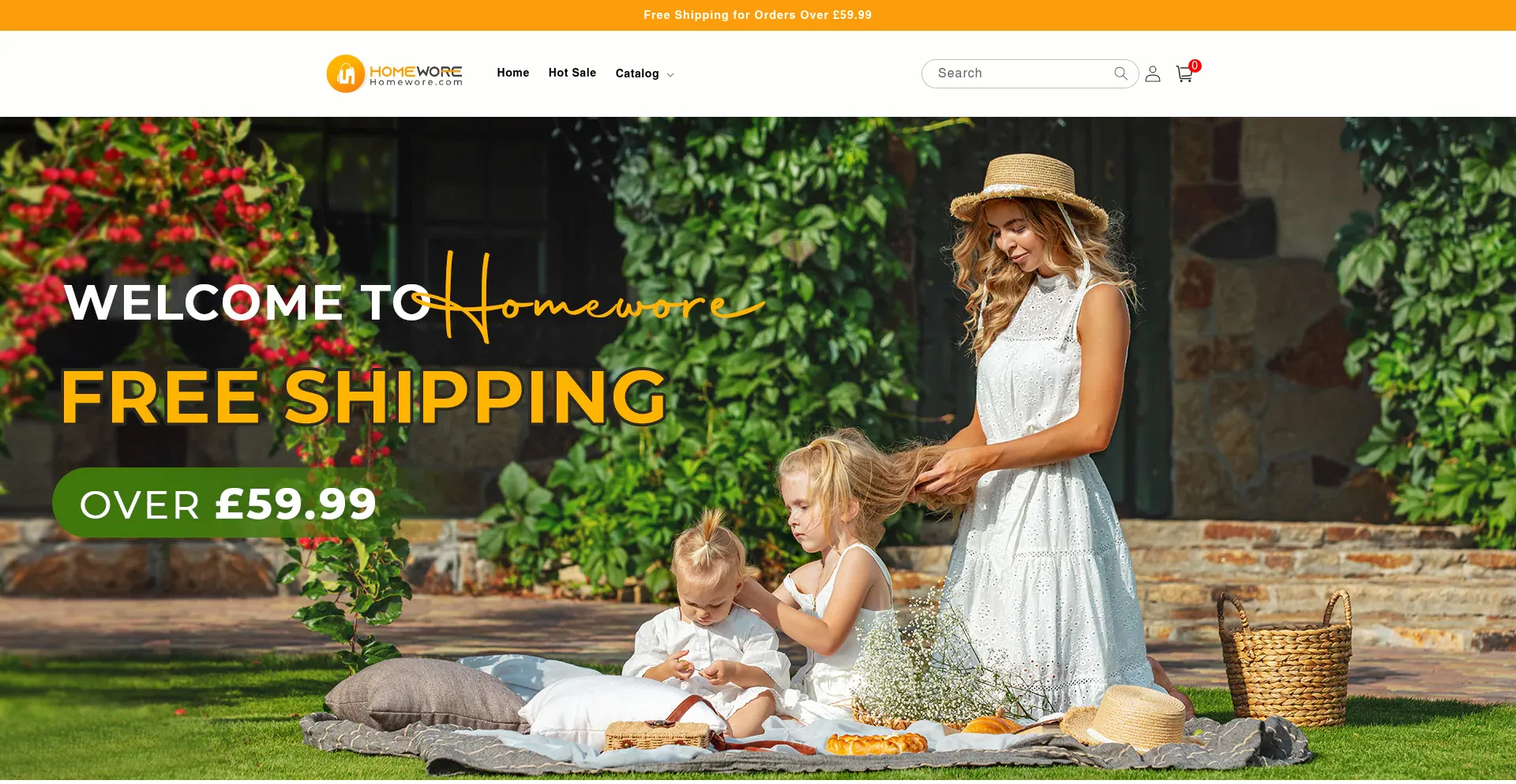 Website screenshot of Homewore.com