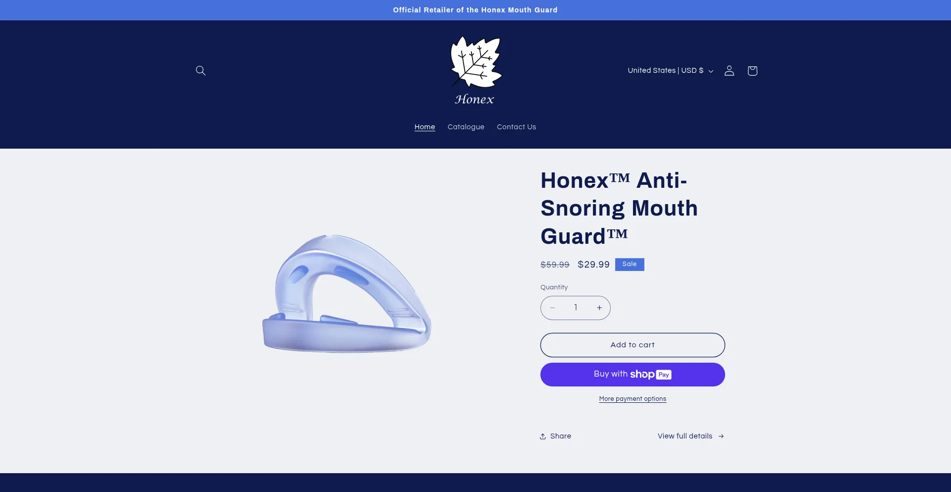 Website screenshot of Honex.shop
