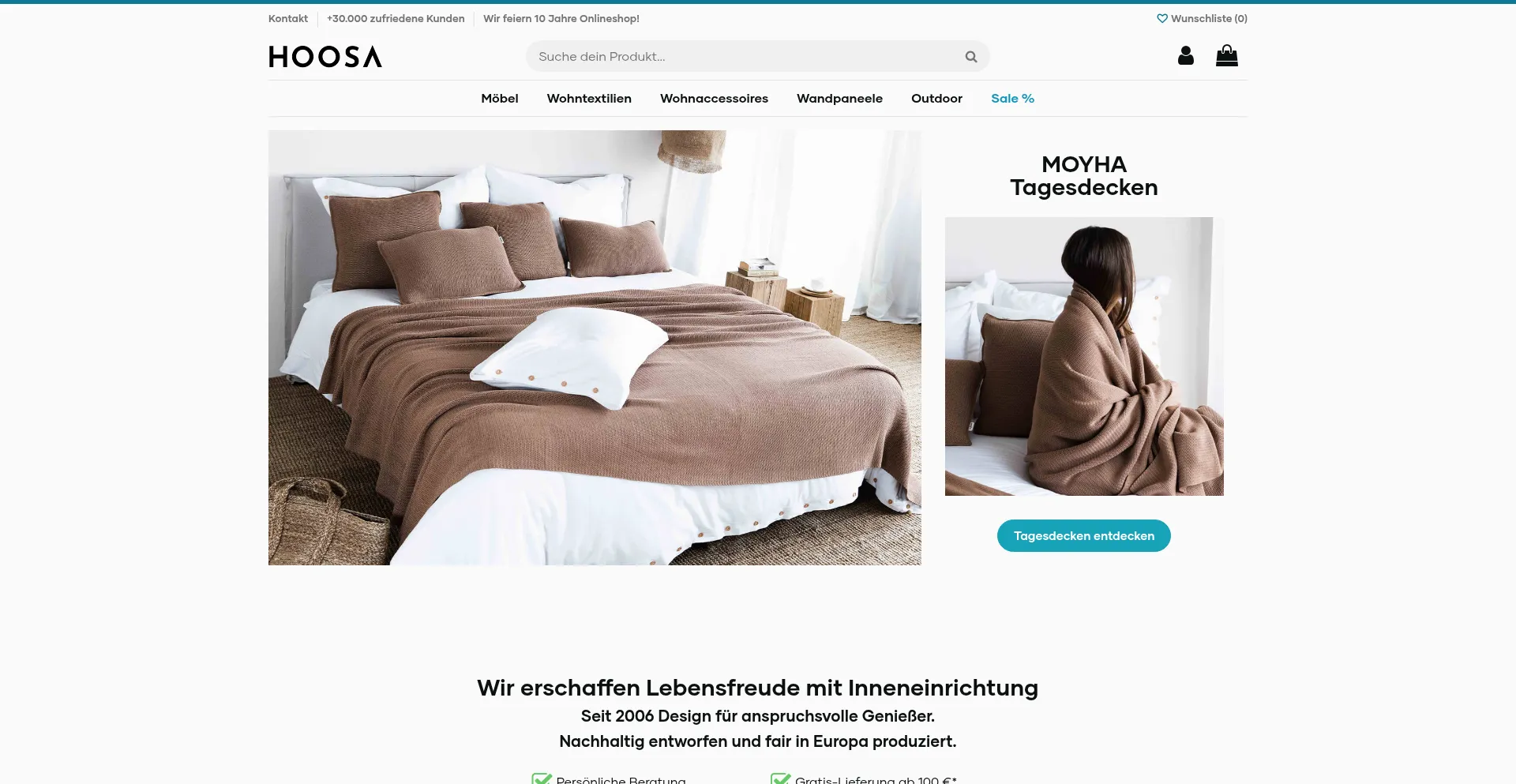 Website screenshot of Hoosa.de