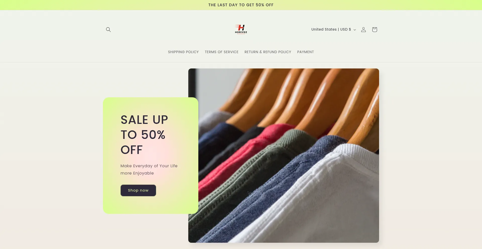 Website screenshot of Horivez.com