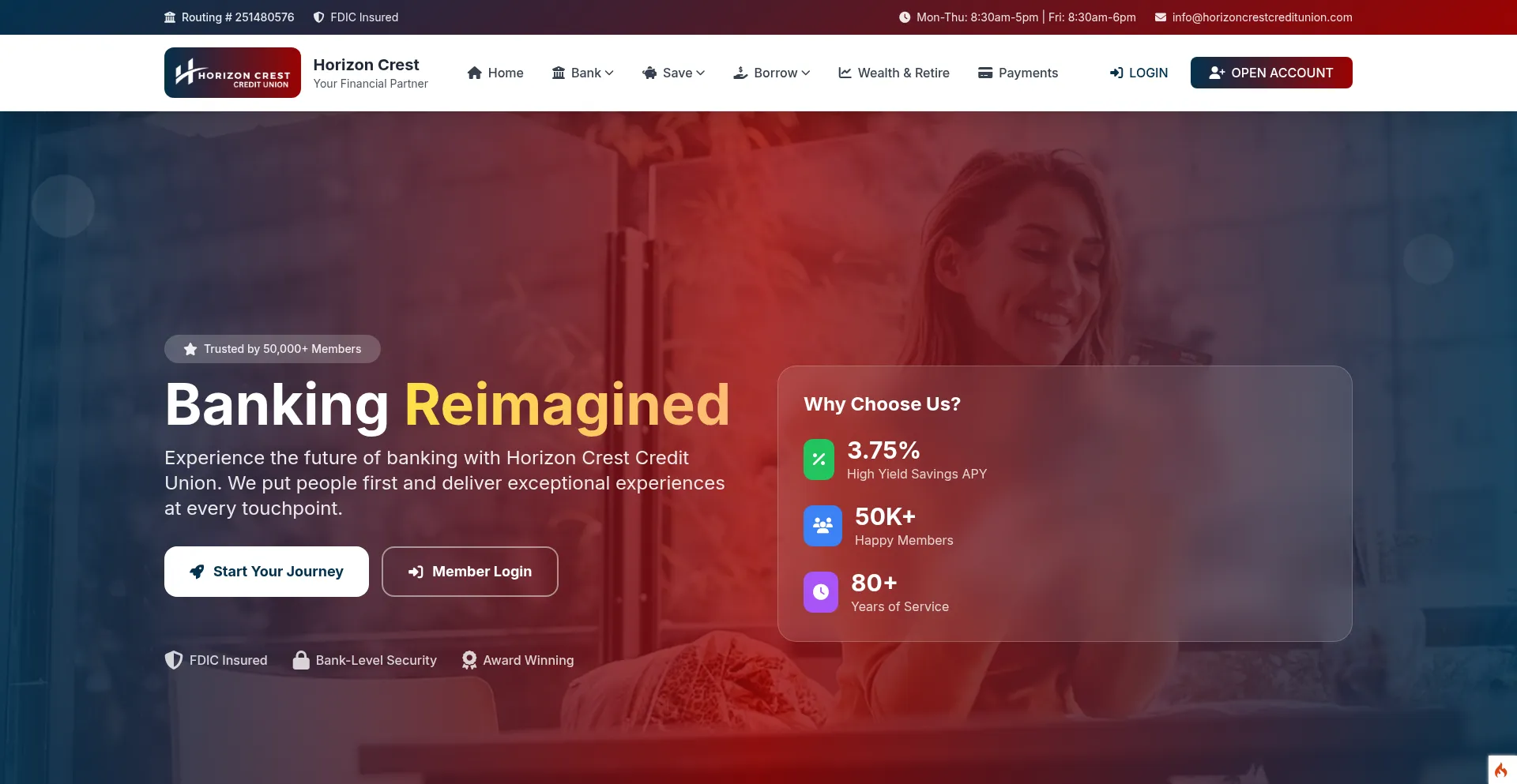 Website screenshot of Horizoncrestcreditunion.com