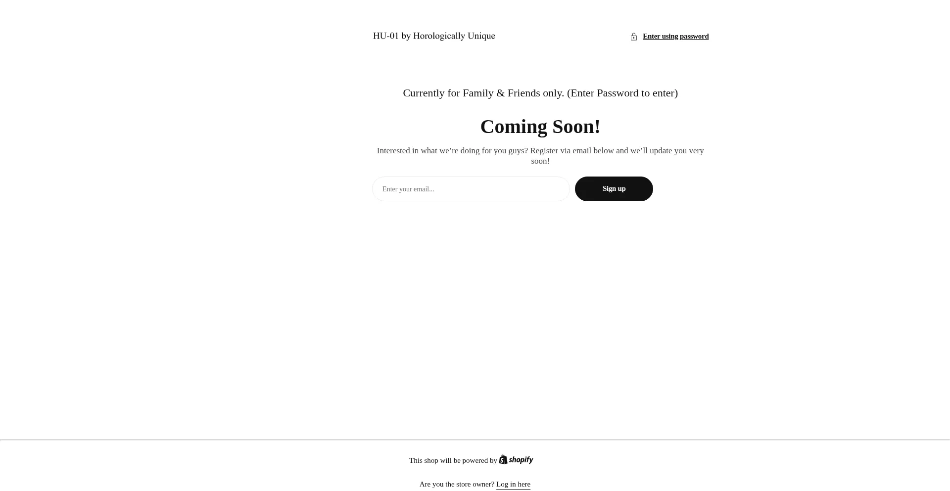 Website screenshot of Horologicallyunique.com