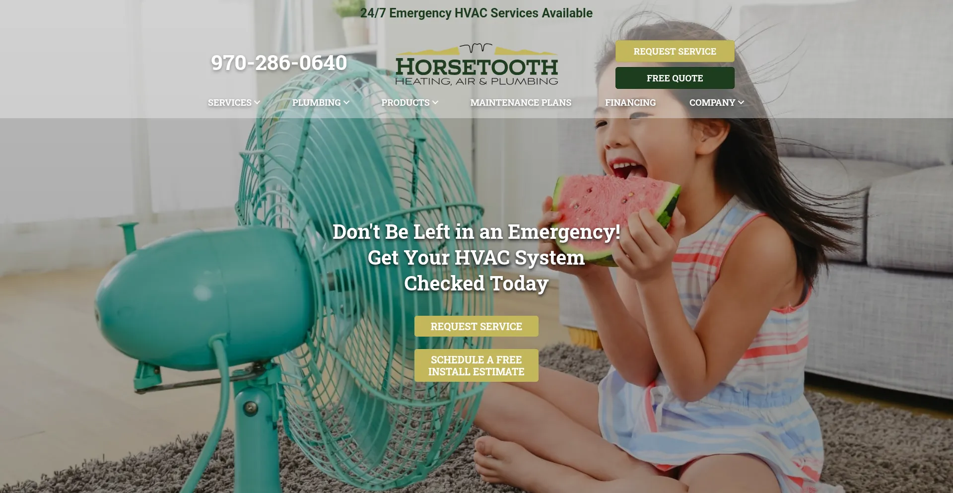 Website screenshot of Horsetoothheatingandair.com