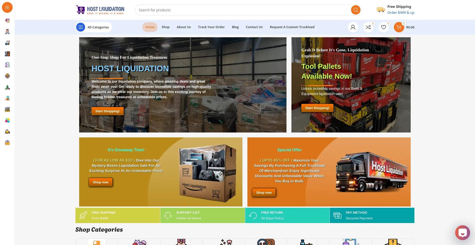 Website screenshot of Hostliquidation.com
