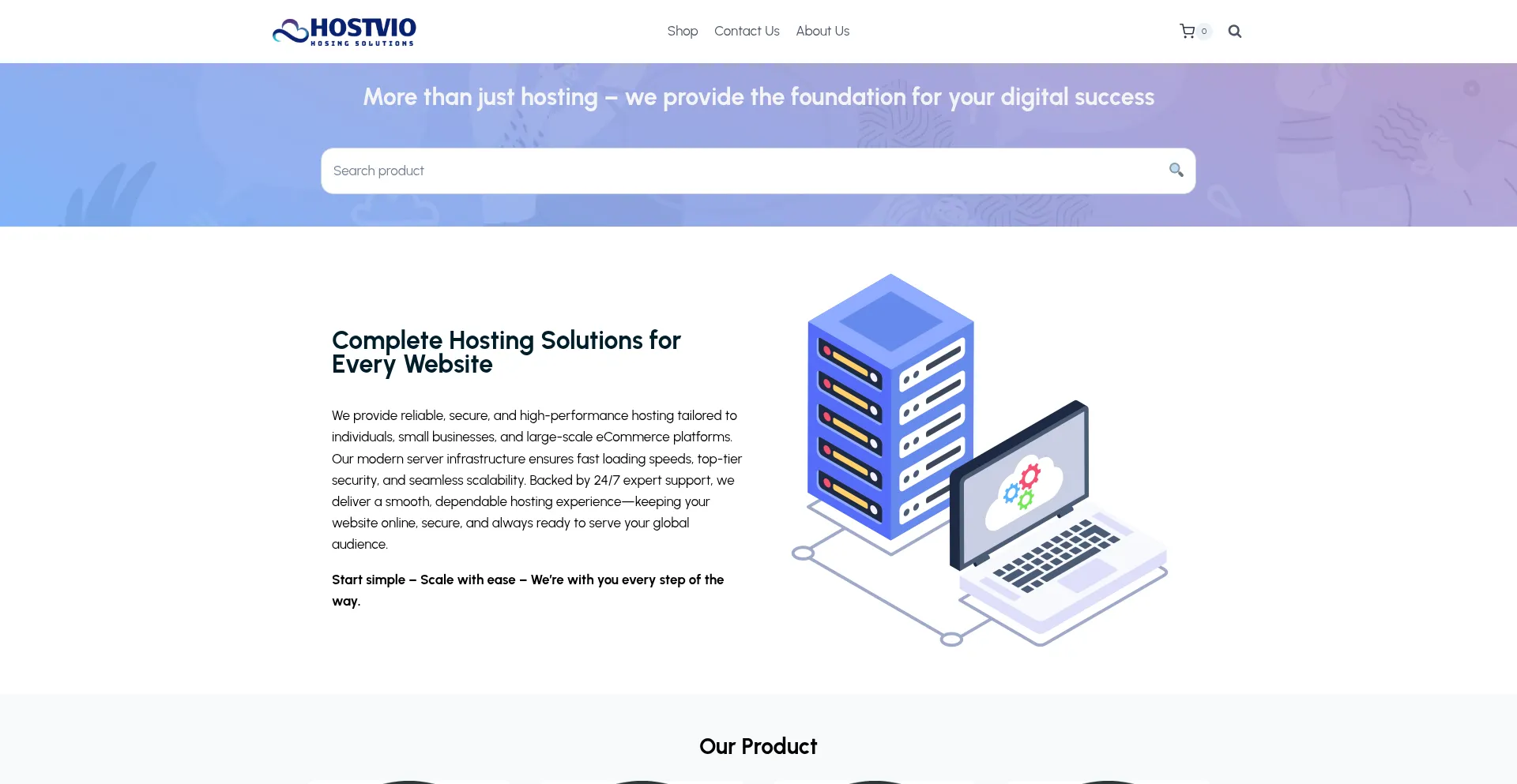 Website screenshot of Hostvio.click