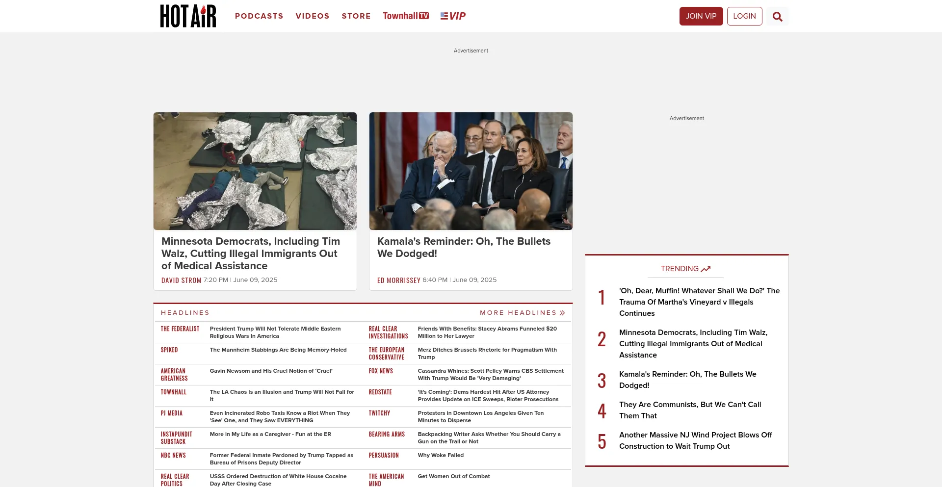 Website screenshot of Hotair.com