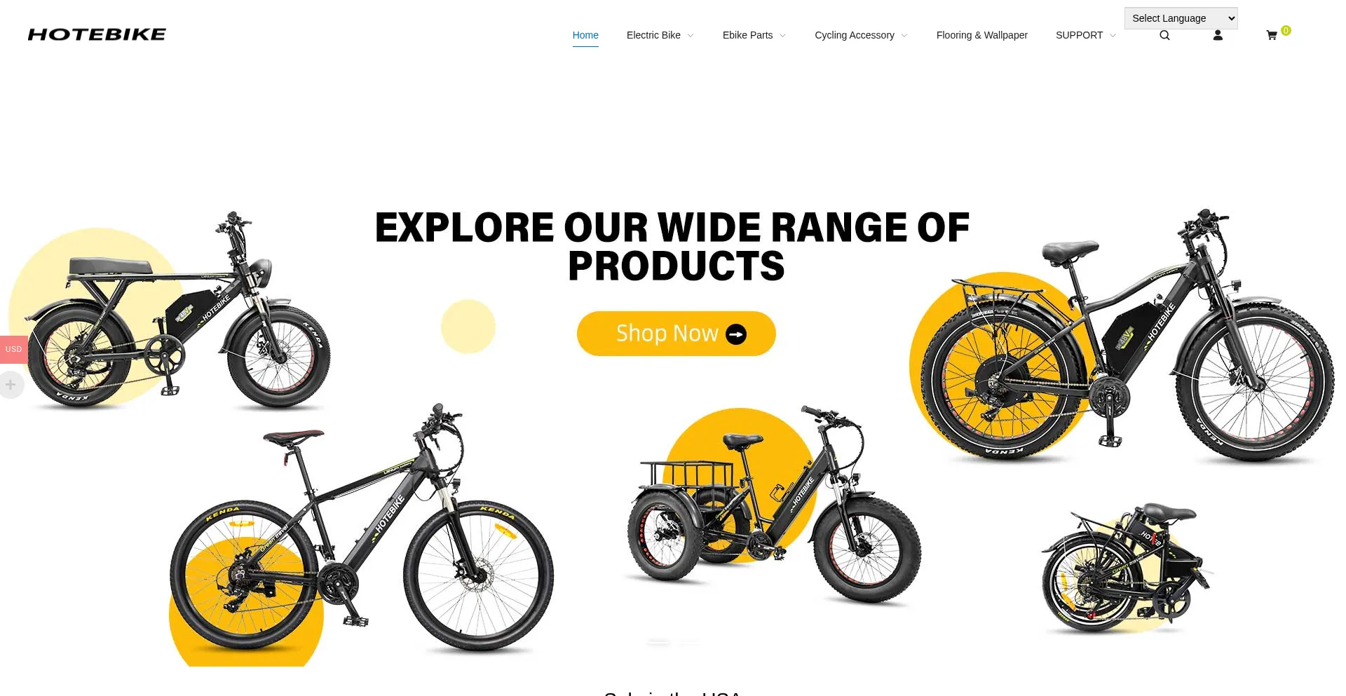 Website screenshot of Hotebike.com