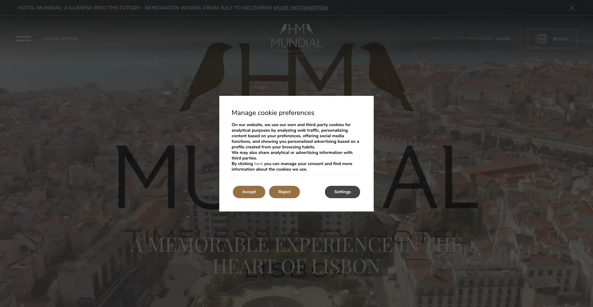 Website screenshot of Hotel-mundial.pt