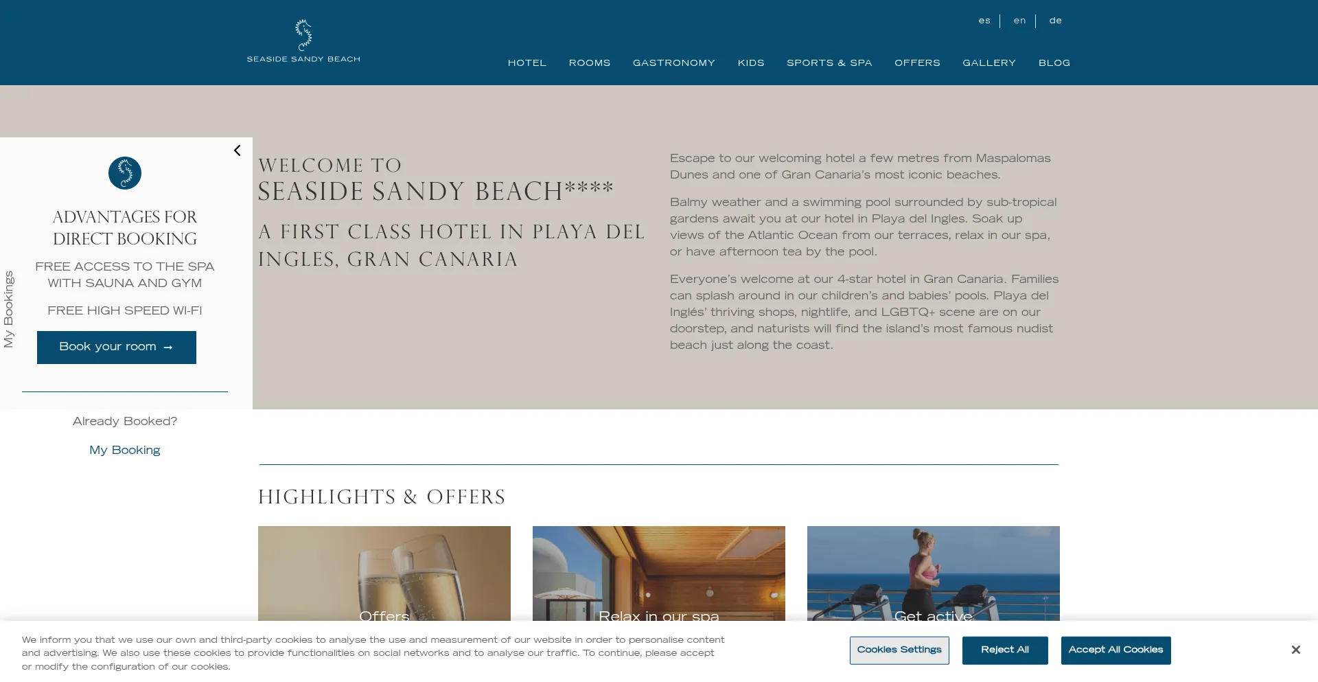Website screenshot of Hotel-sandy-beach.com