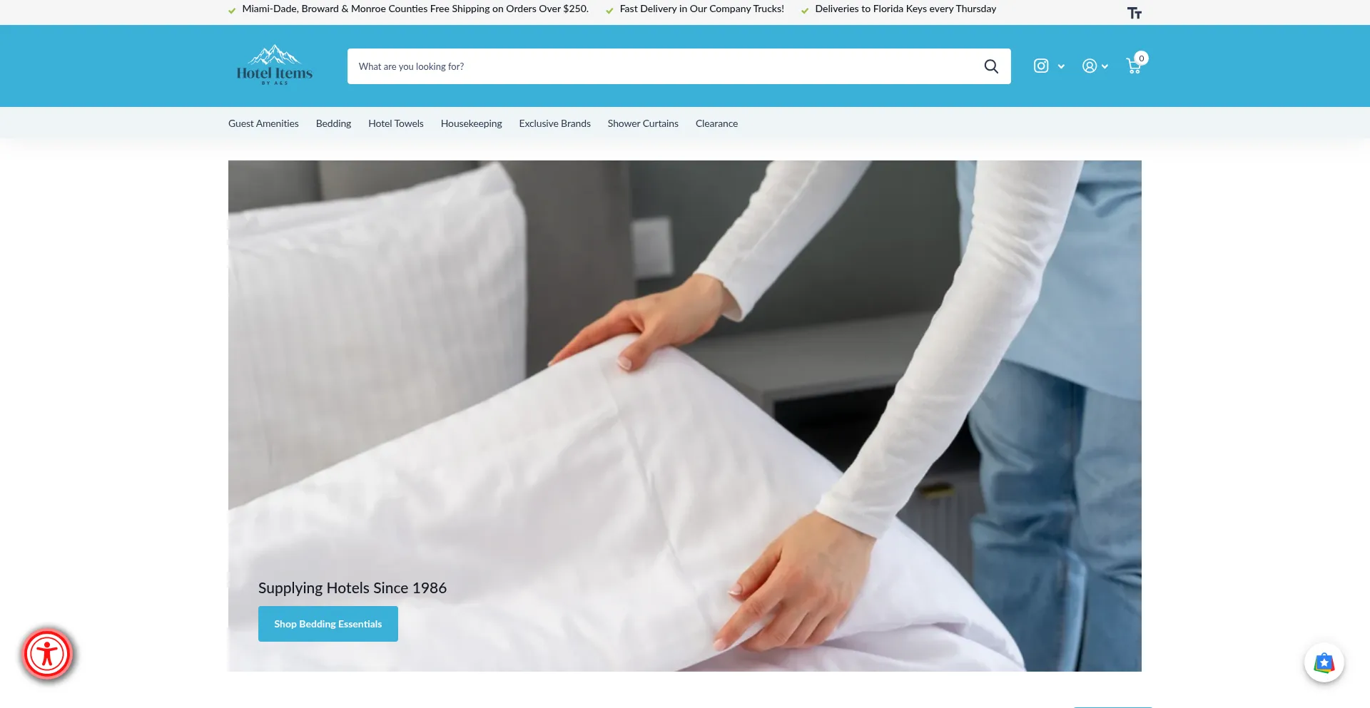 Website screenshot of Hotelitems.com