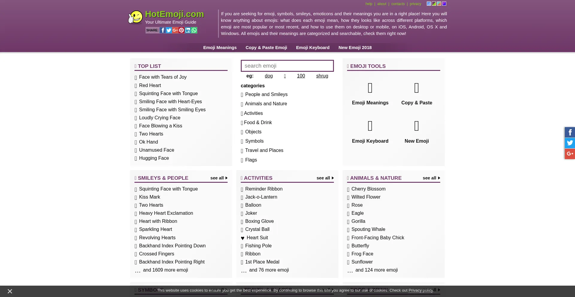 Website screenshot of Hotemoji.com