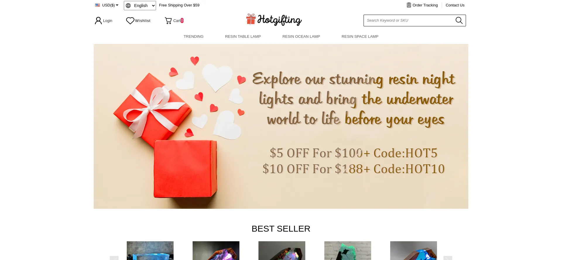 Website screenshot of Hotgifting.com