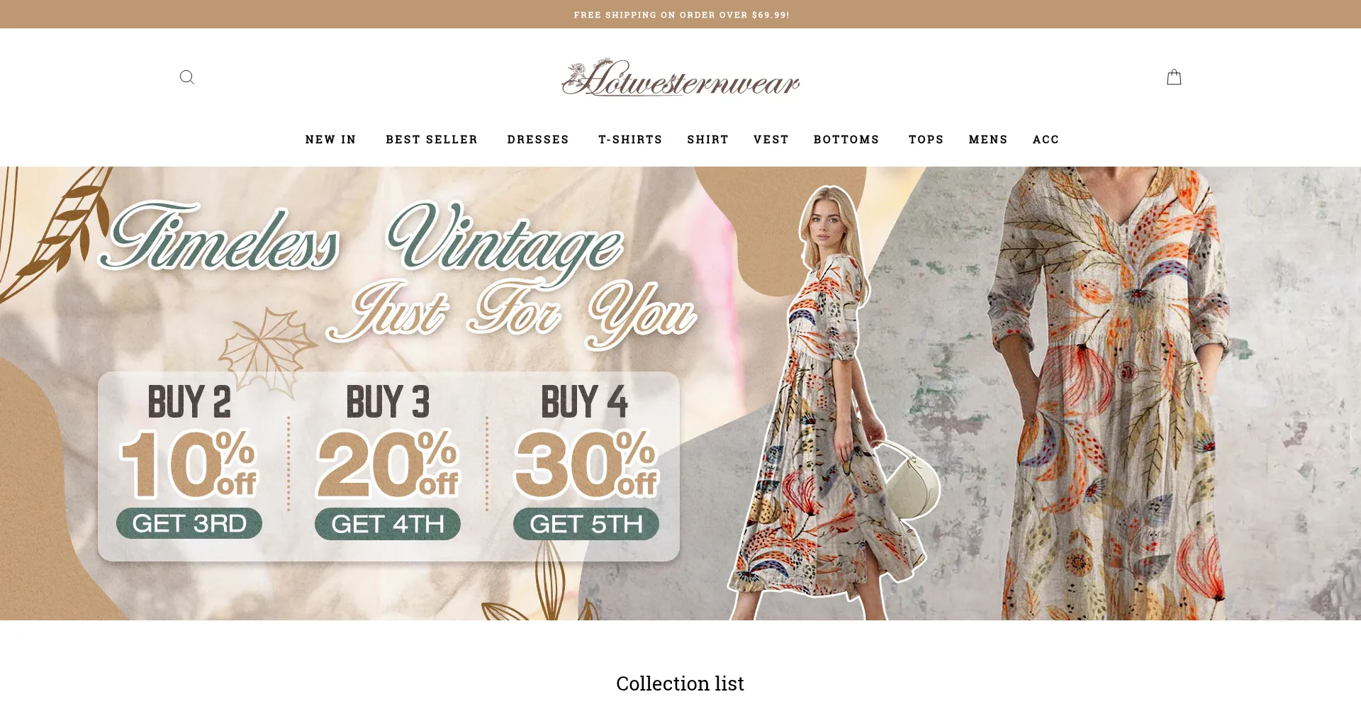 Website screenshot of Hotwesternwear.com