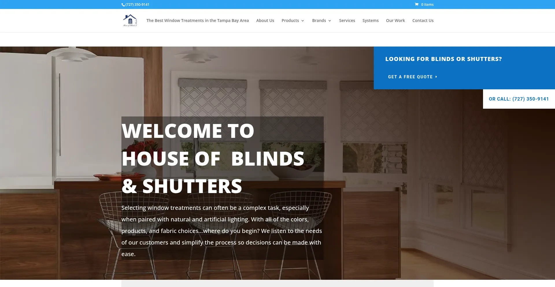 Website screenshot of Houseofblindsandshutters.com