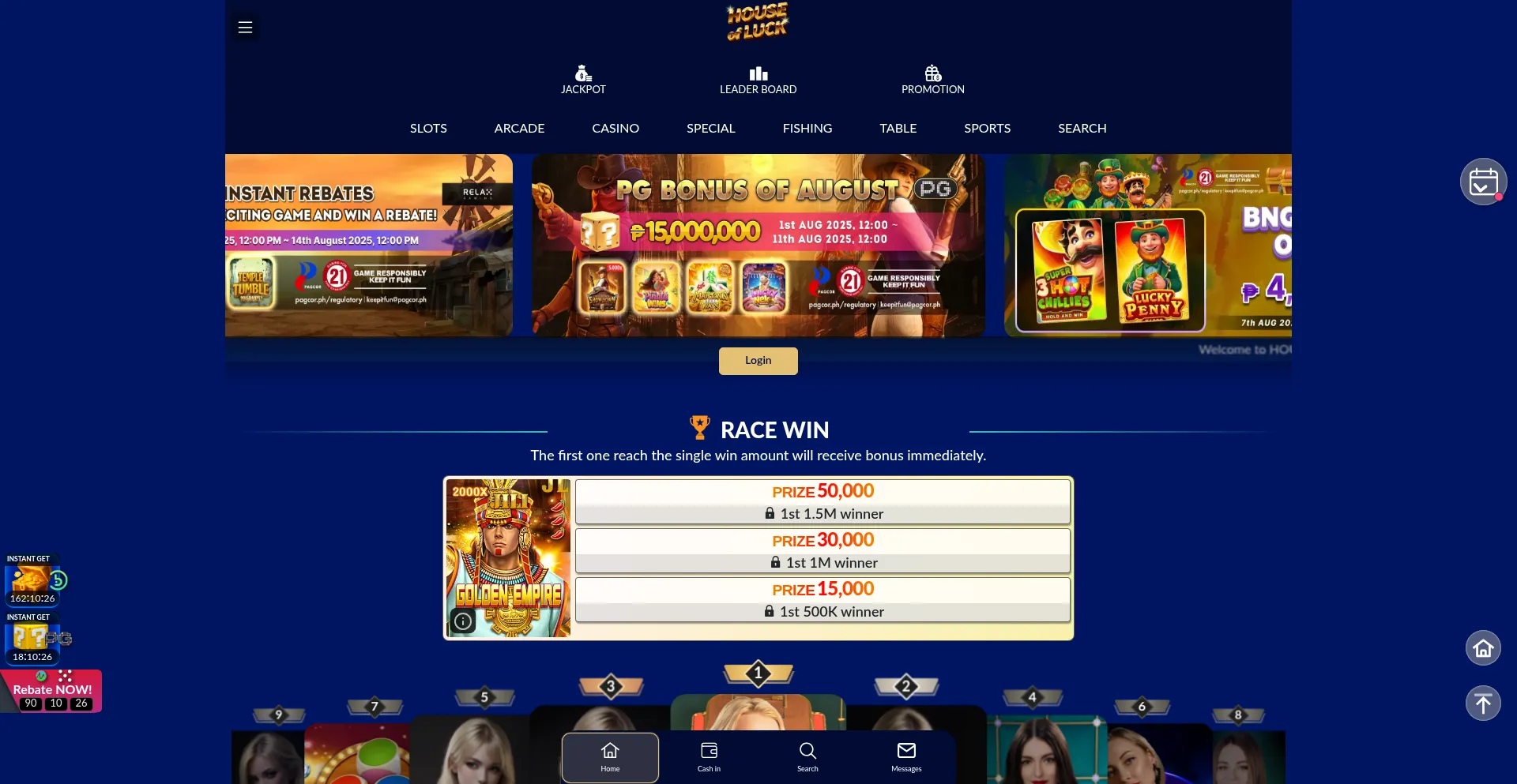 Website screenshot of Houseofluck.online