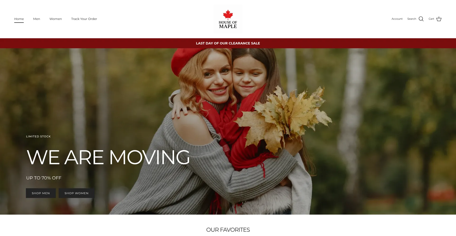 Website screenshot of Houseofmaple.ca