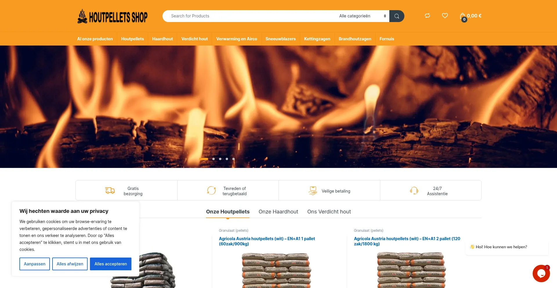 Website screenshot of Houtpellets-shop.com