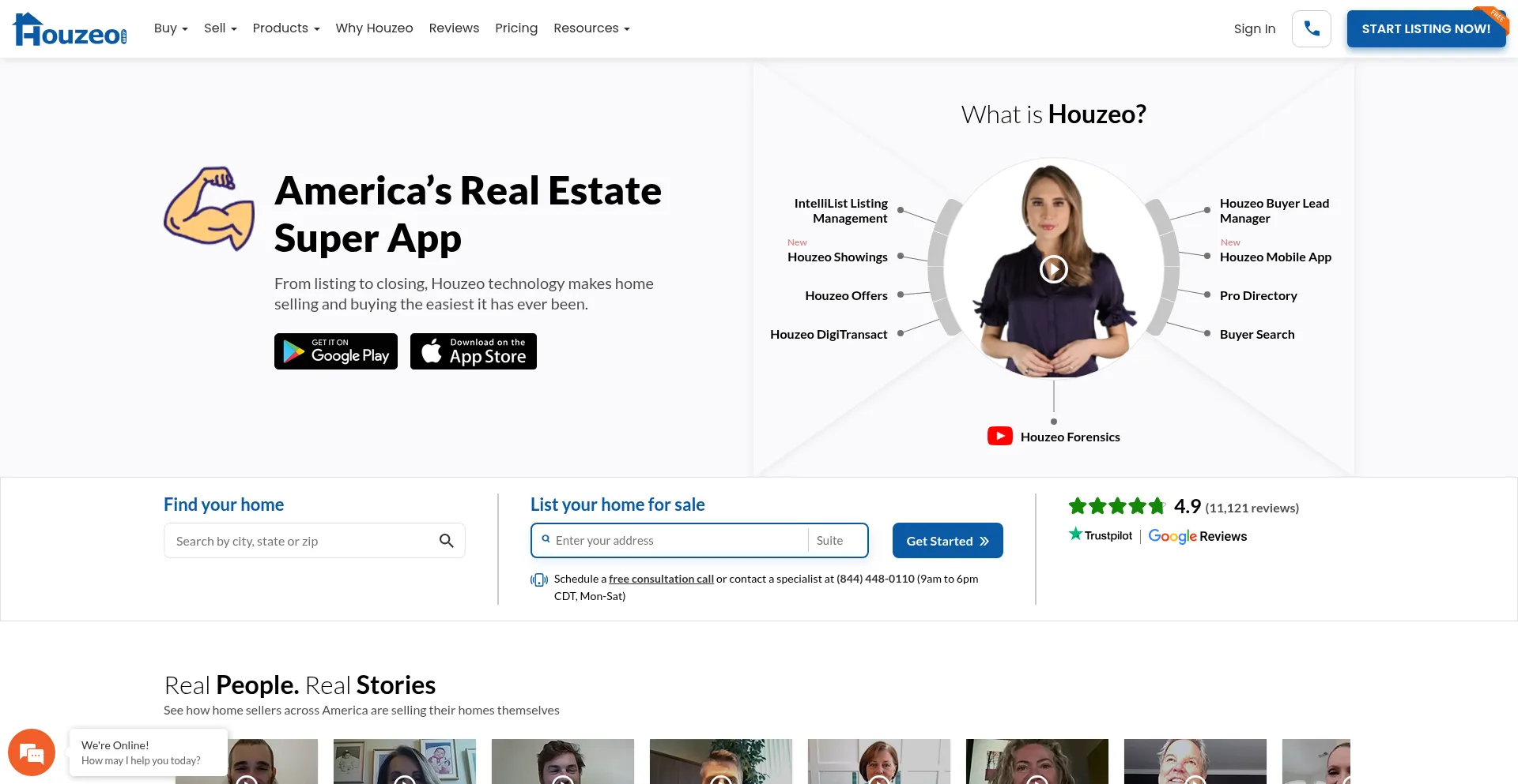Website screenshot of Houzeo.com