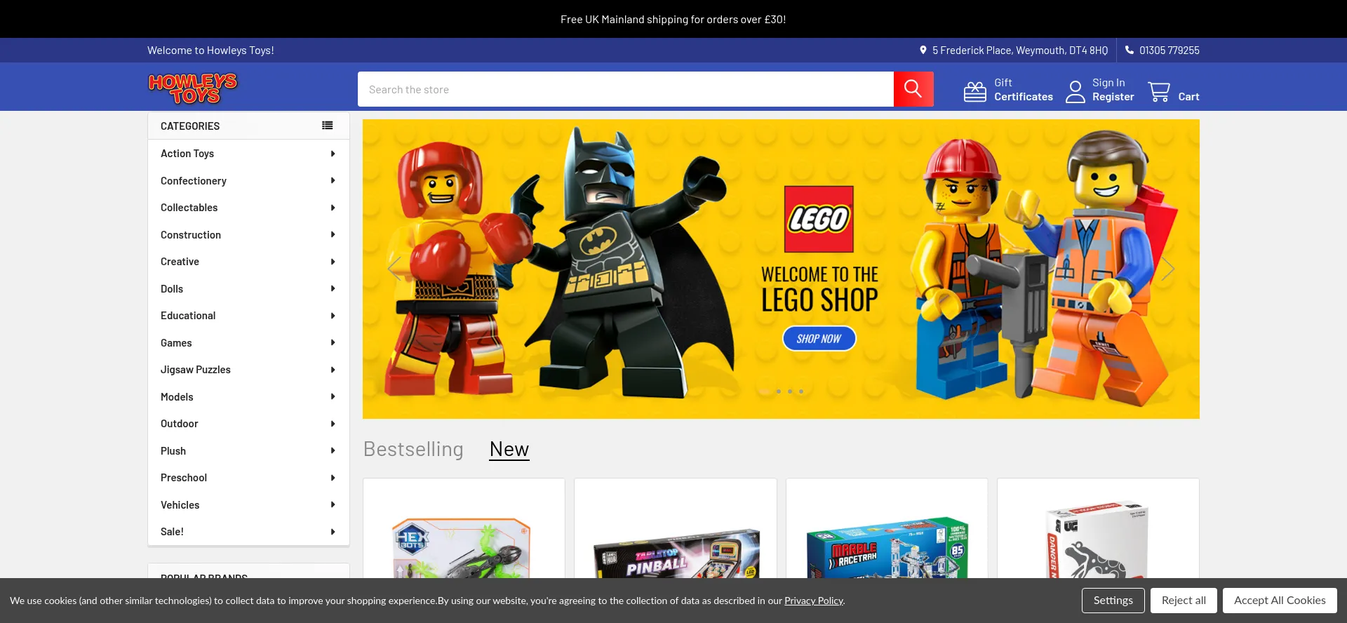 Website screenshot of Howleys.co.uk