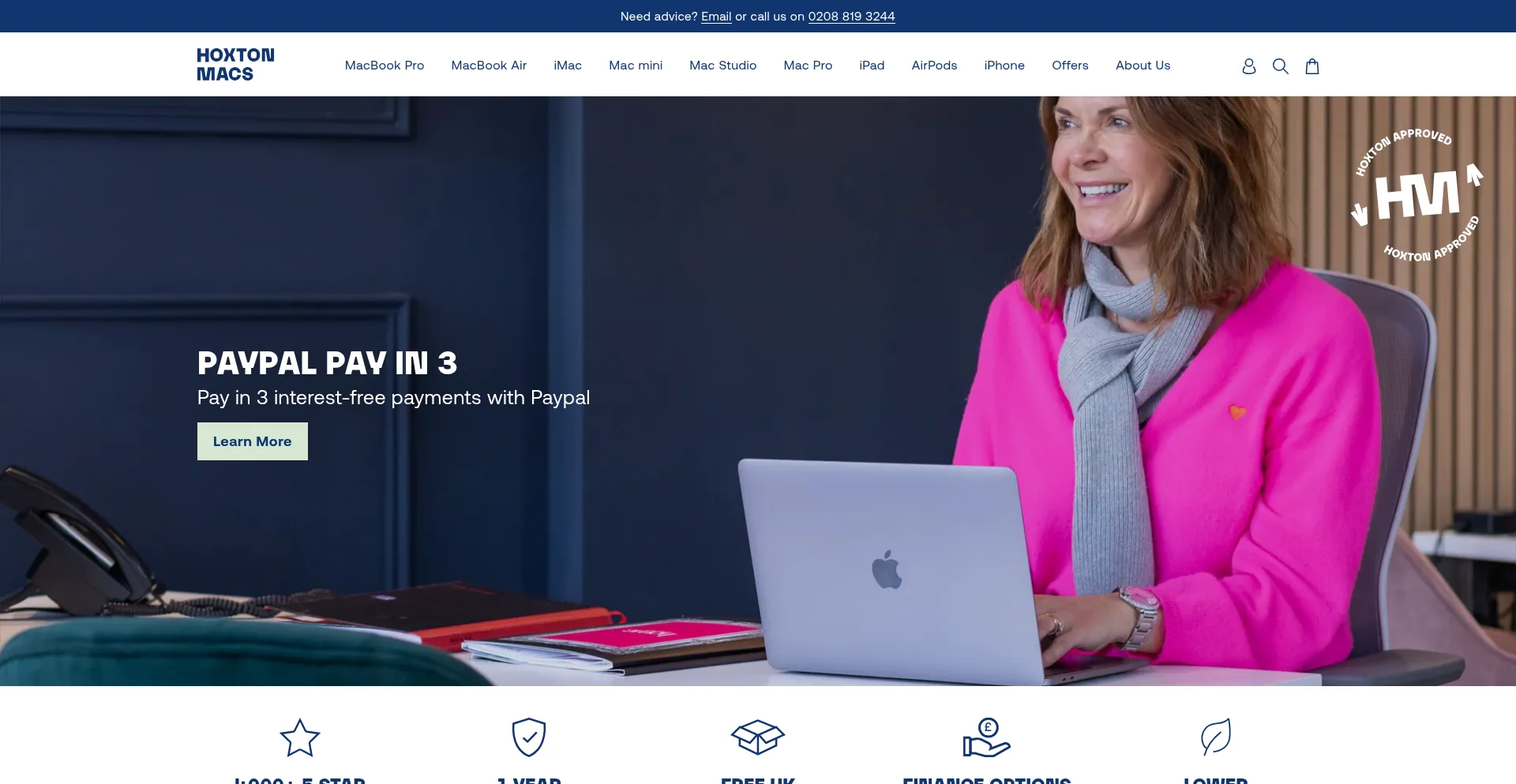 Website screenshot of Hoxtonmacs.com