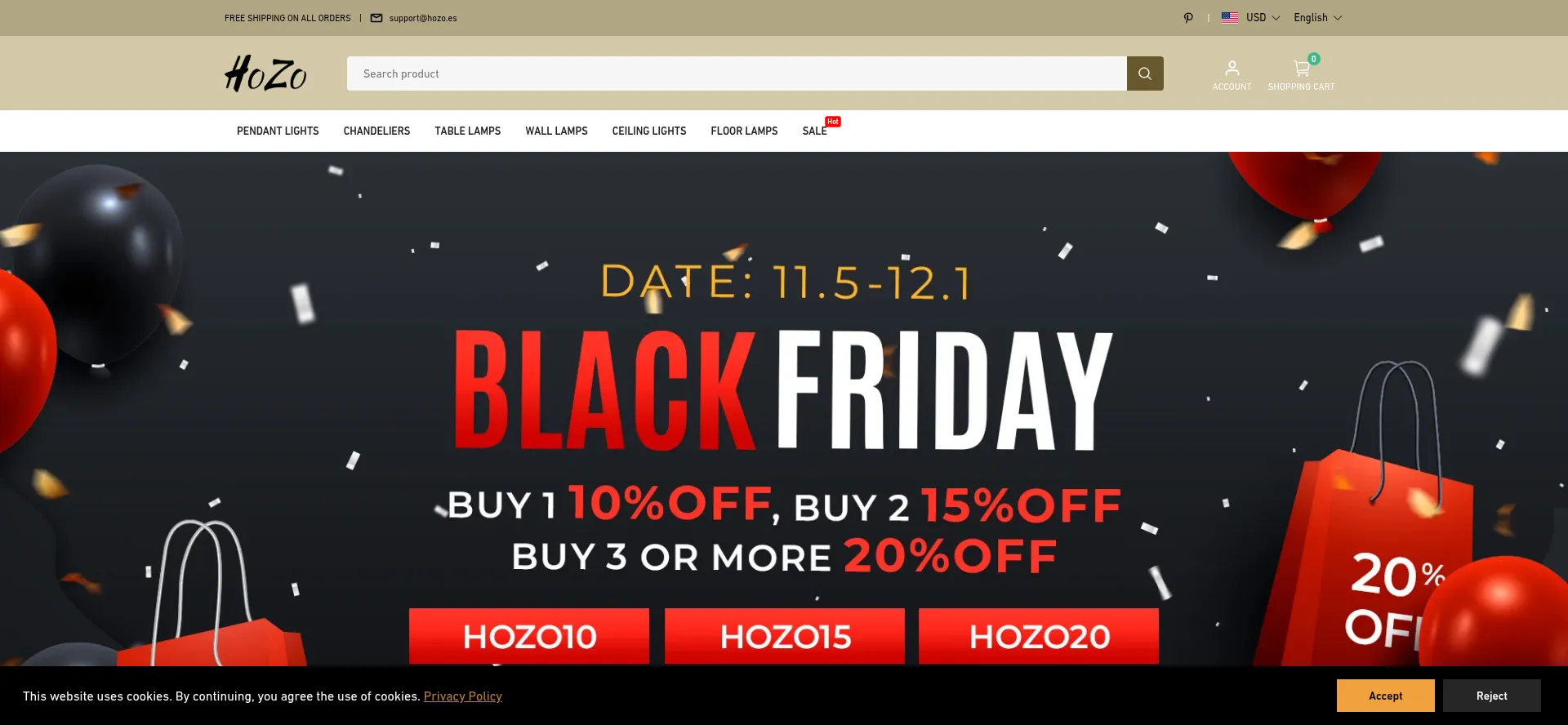 Website screenshot of Hozo.es