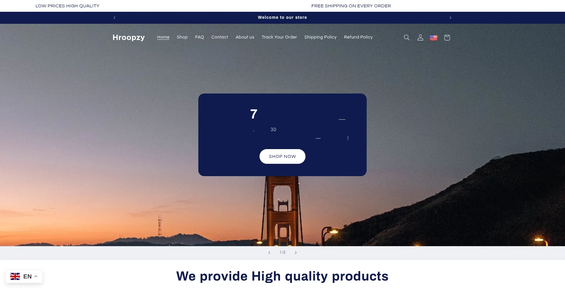Website screenshot of Hroopzyy.com