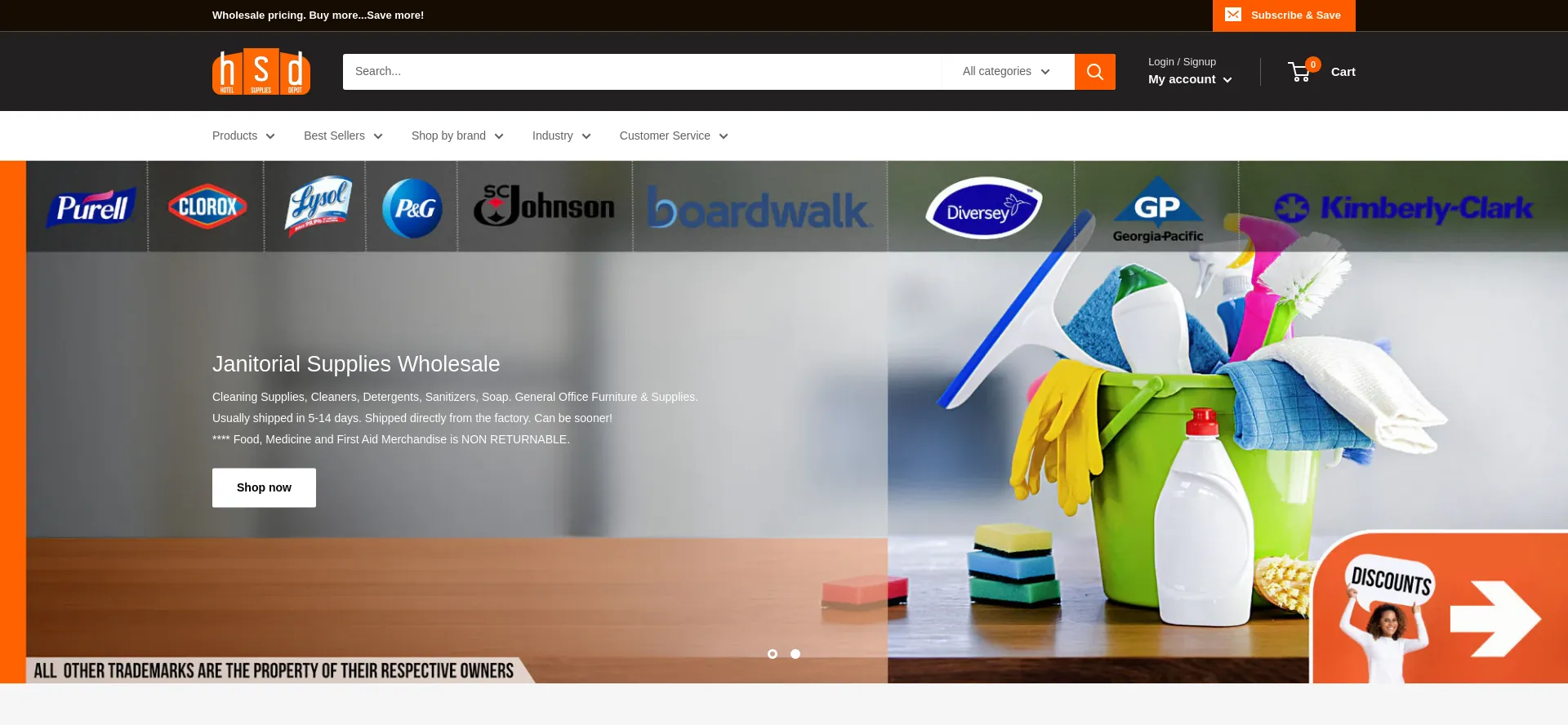 Website screenshot of Hsdwholesale.com