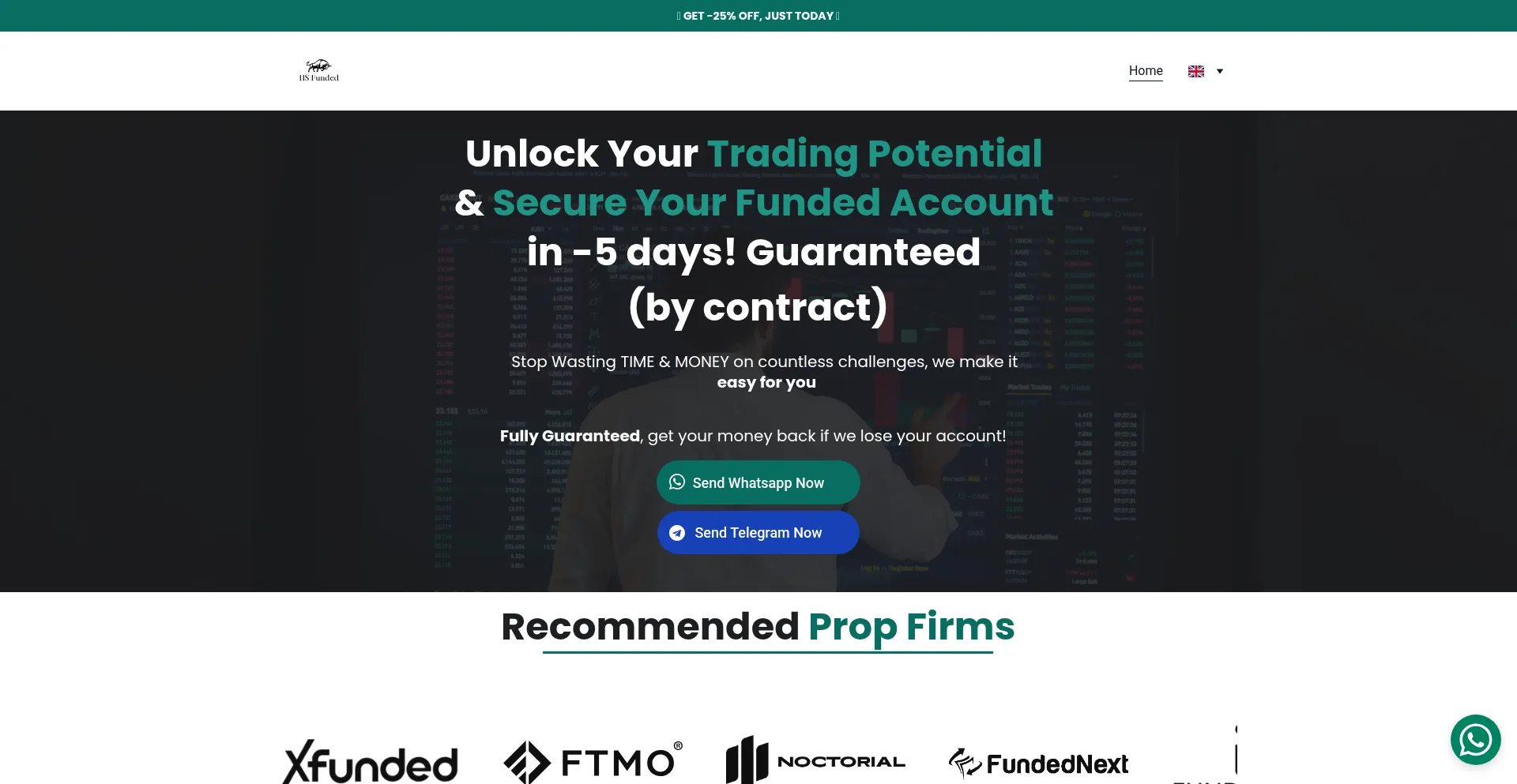 Website screenshot of Hsfunded.com