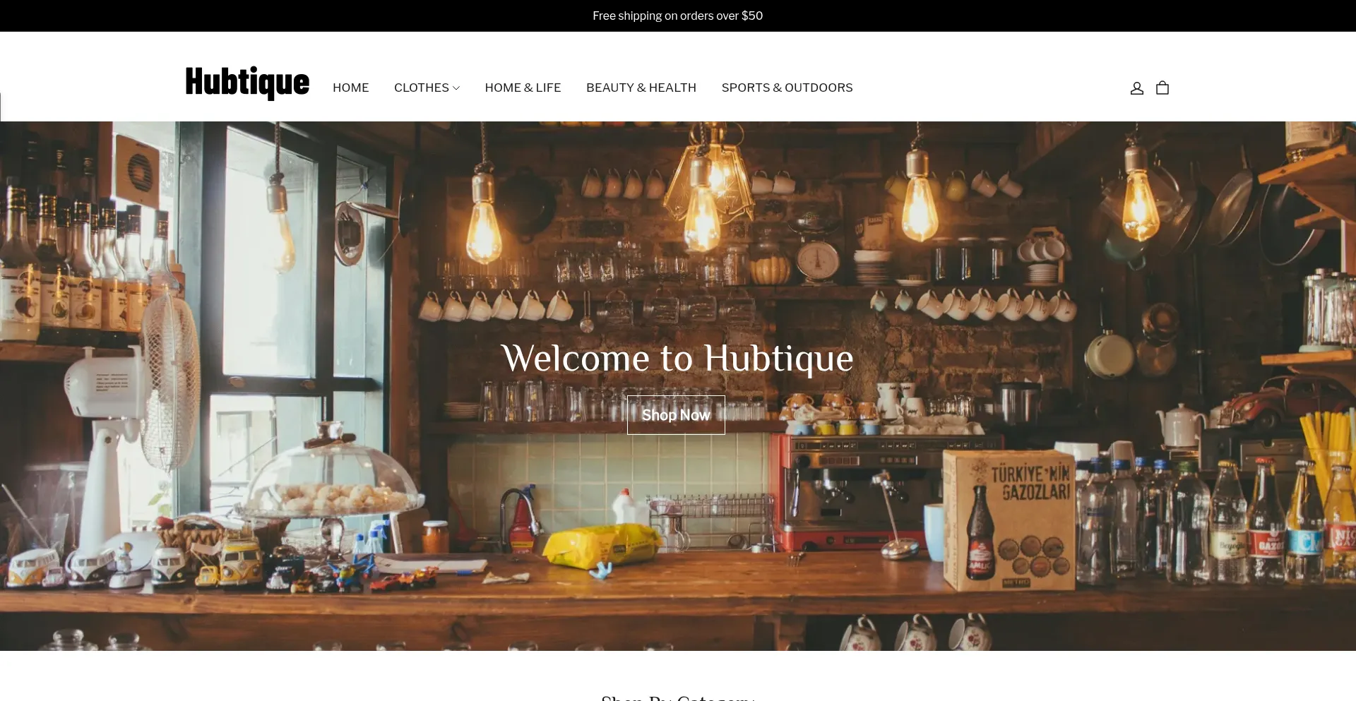 Website screenshot of Hubtique.shop