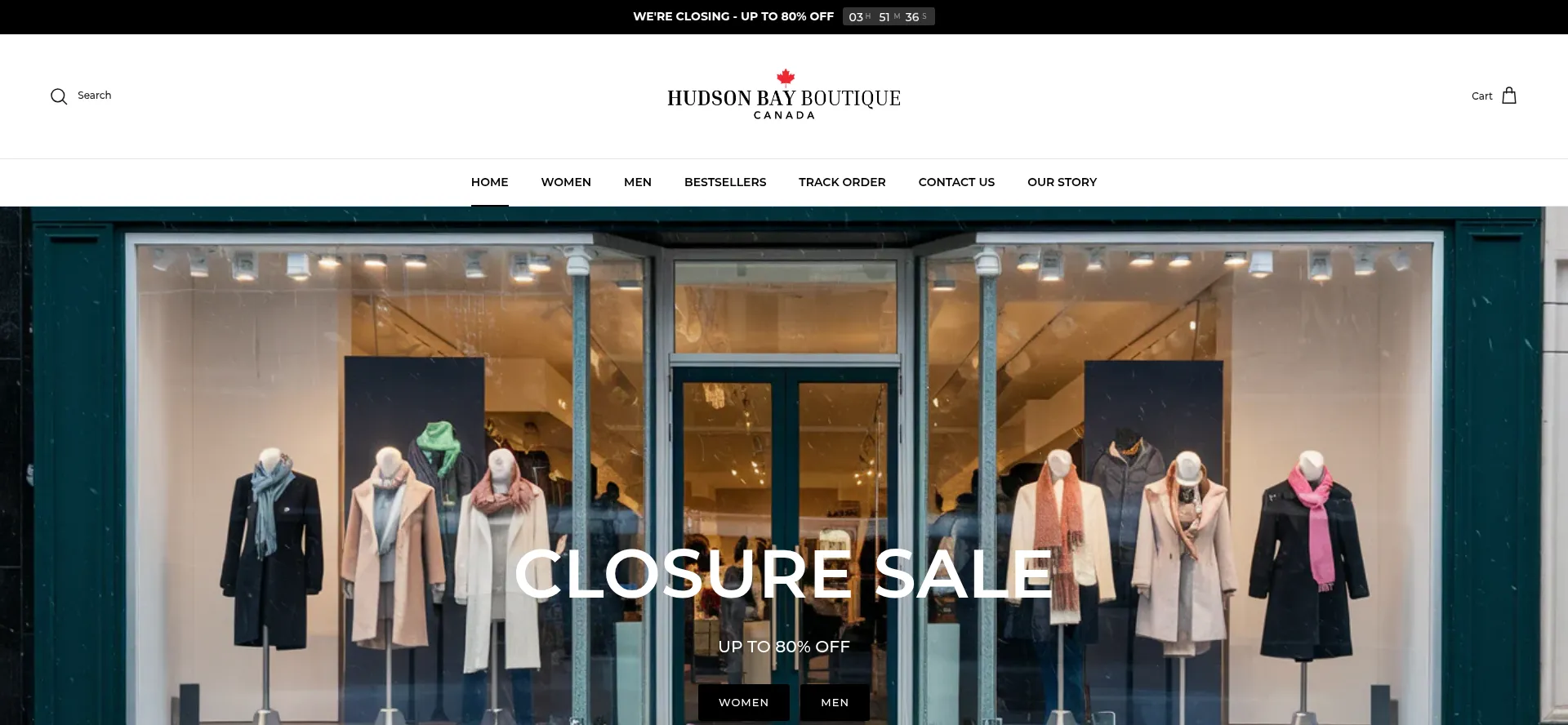 Website screenshot of Hudsonbay-boutique.com